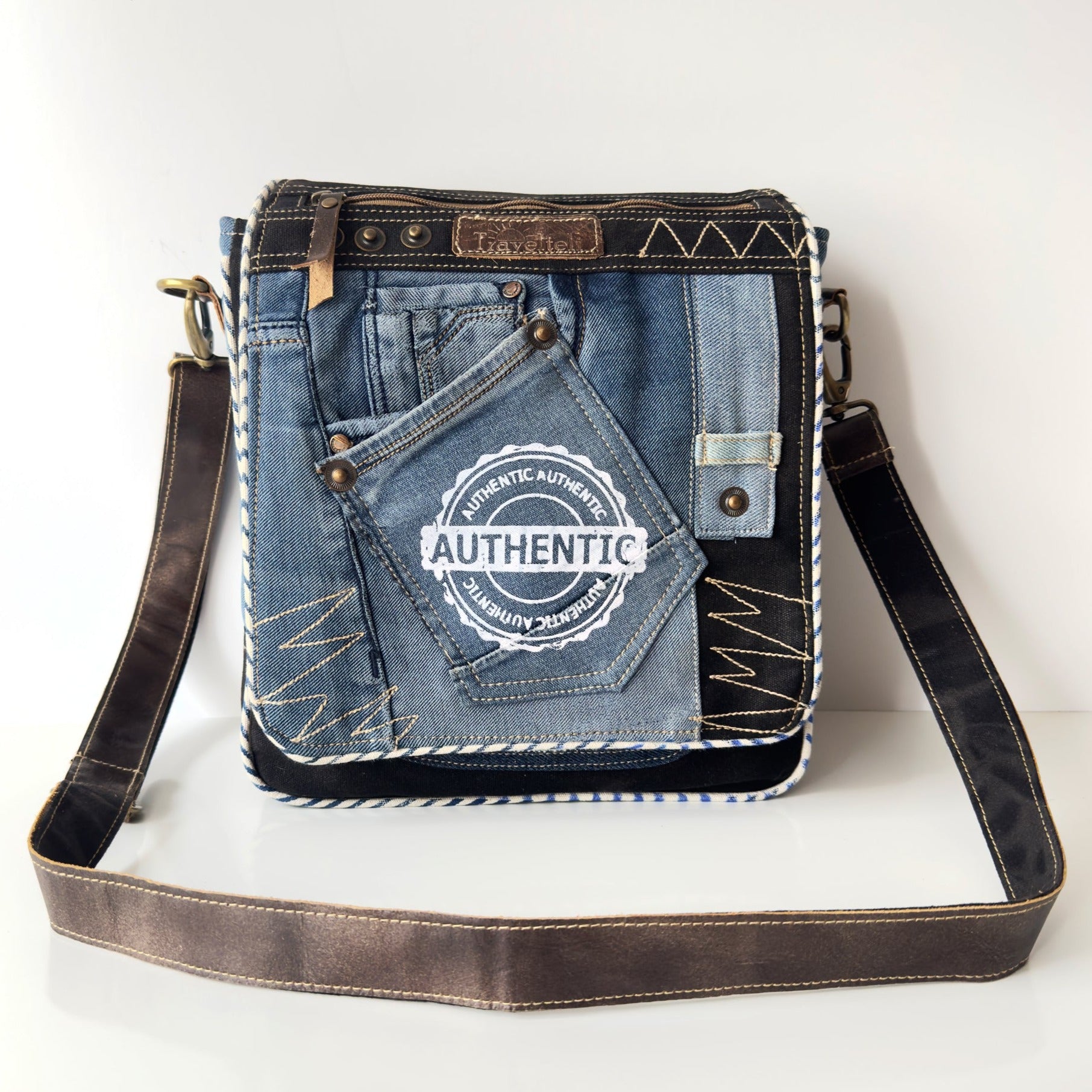 Denim satchel best sale