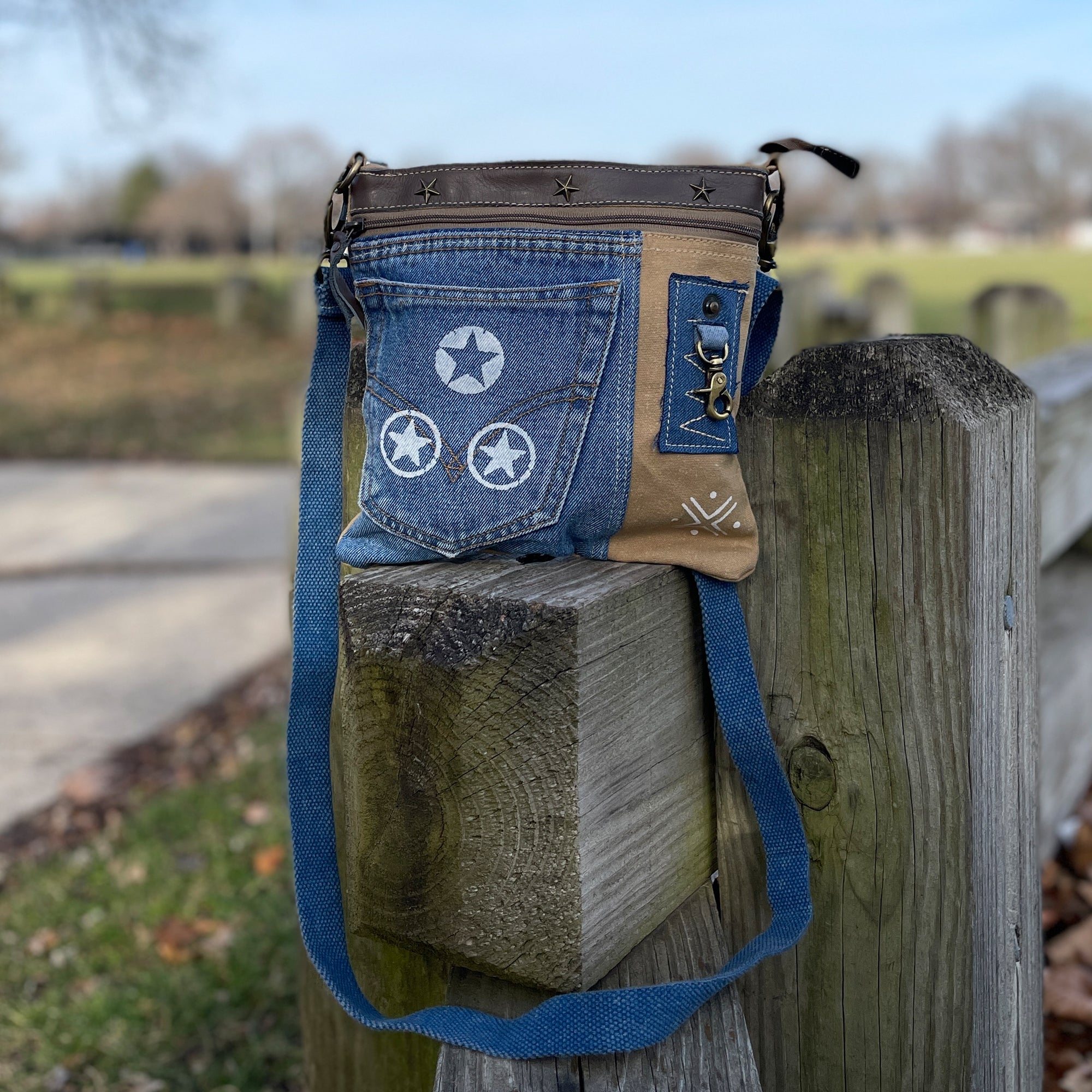 Diy denim crossbody discount bag