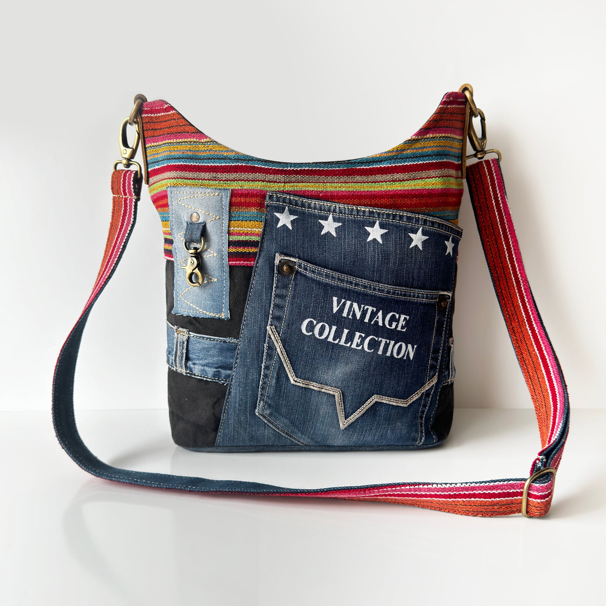 Retro Americana Denim Crossbody Bag