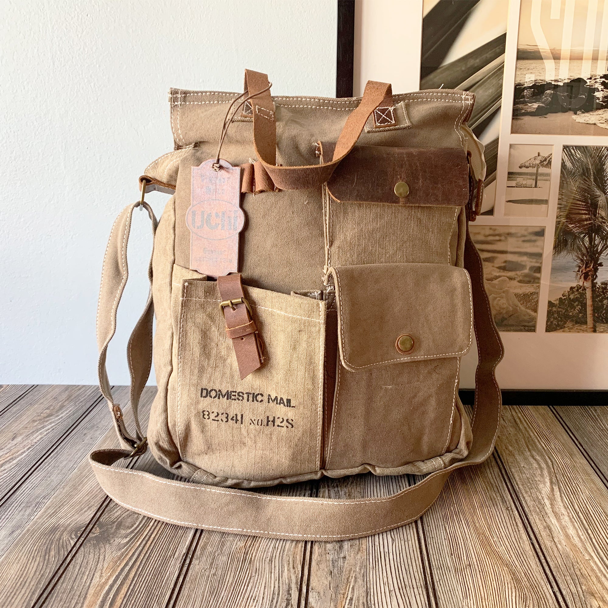 Handmade Vintage Canvas Crossbody Messenger Bag 