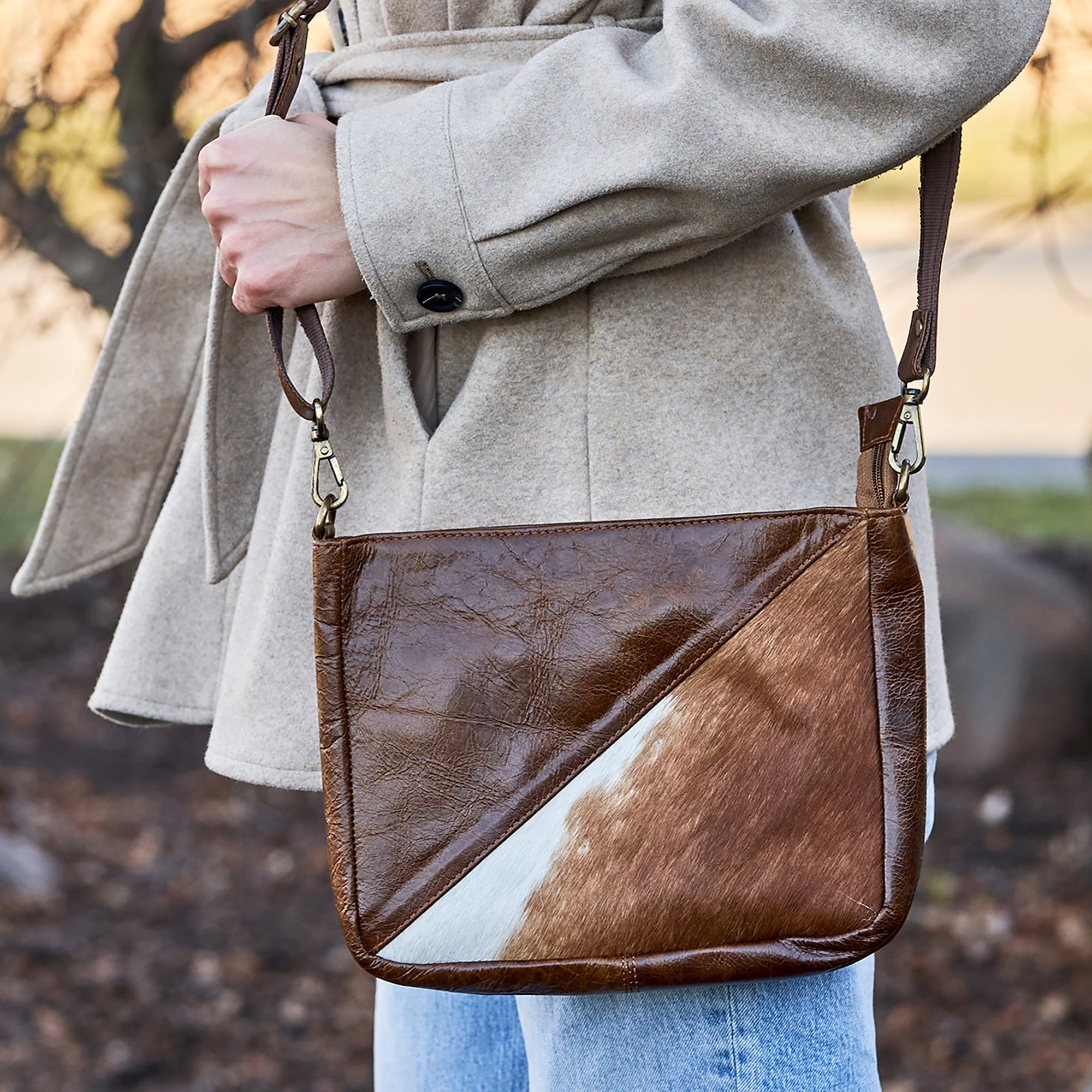 Distressed Leather Cross Body Bag