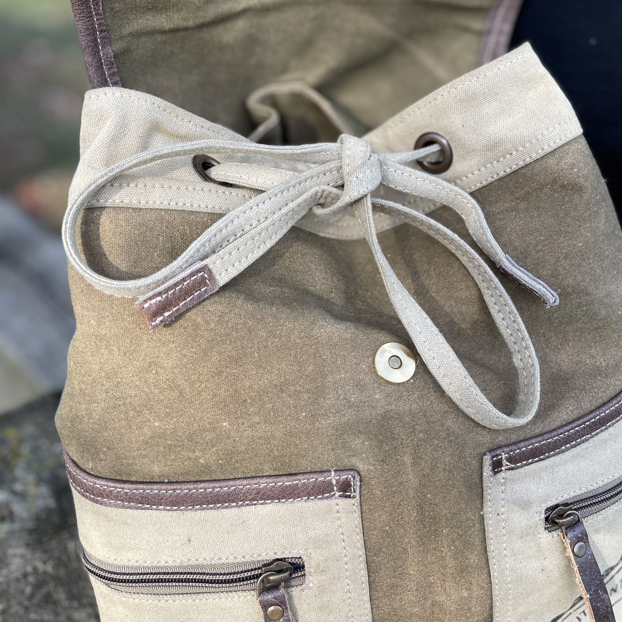 Eco-Friendly Upcycled Canvas Backpack
