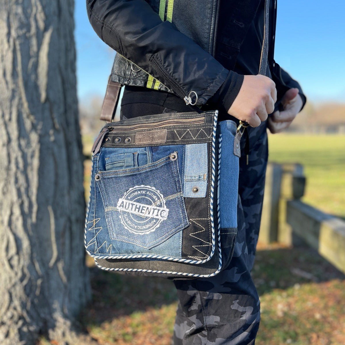 Upcycled Jeans top Shoulder Bag