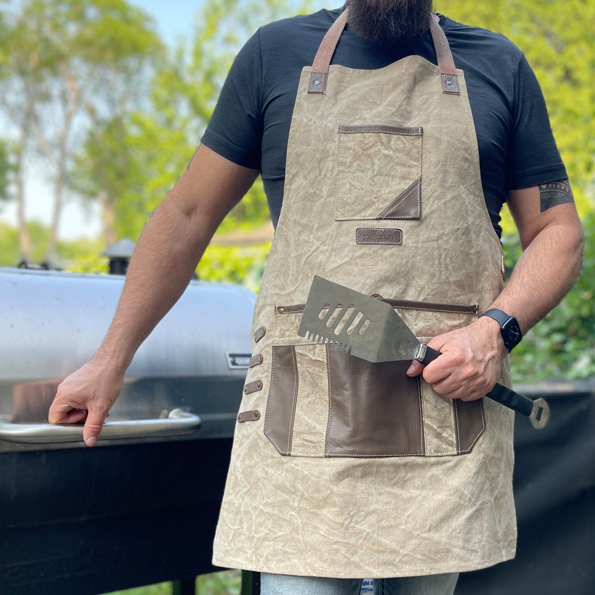 Rustic Waxed Canvas and Leather Apron