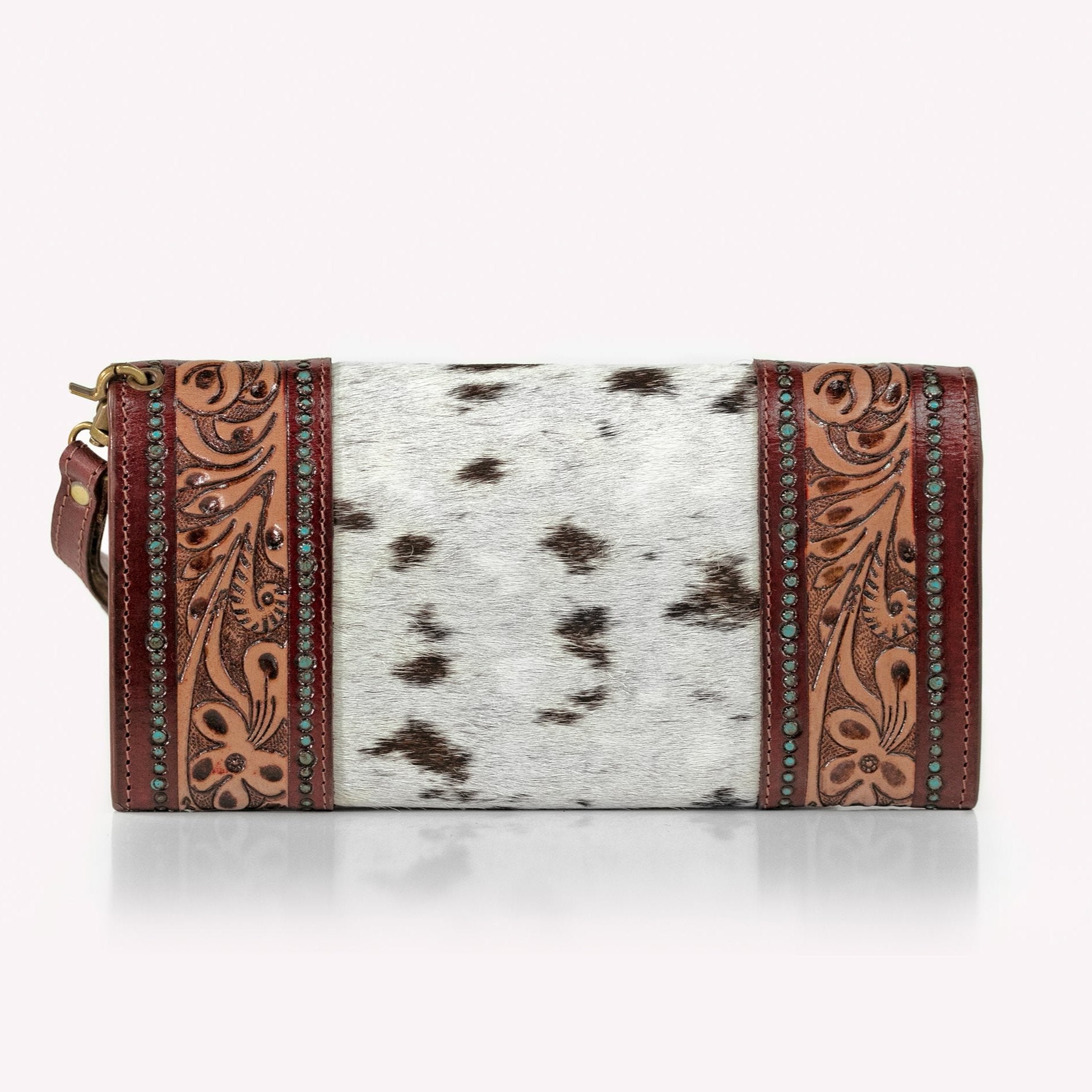 Turquoise Stud Floral Tooled Wallet