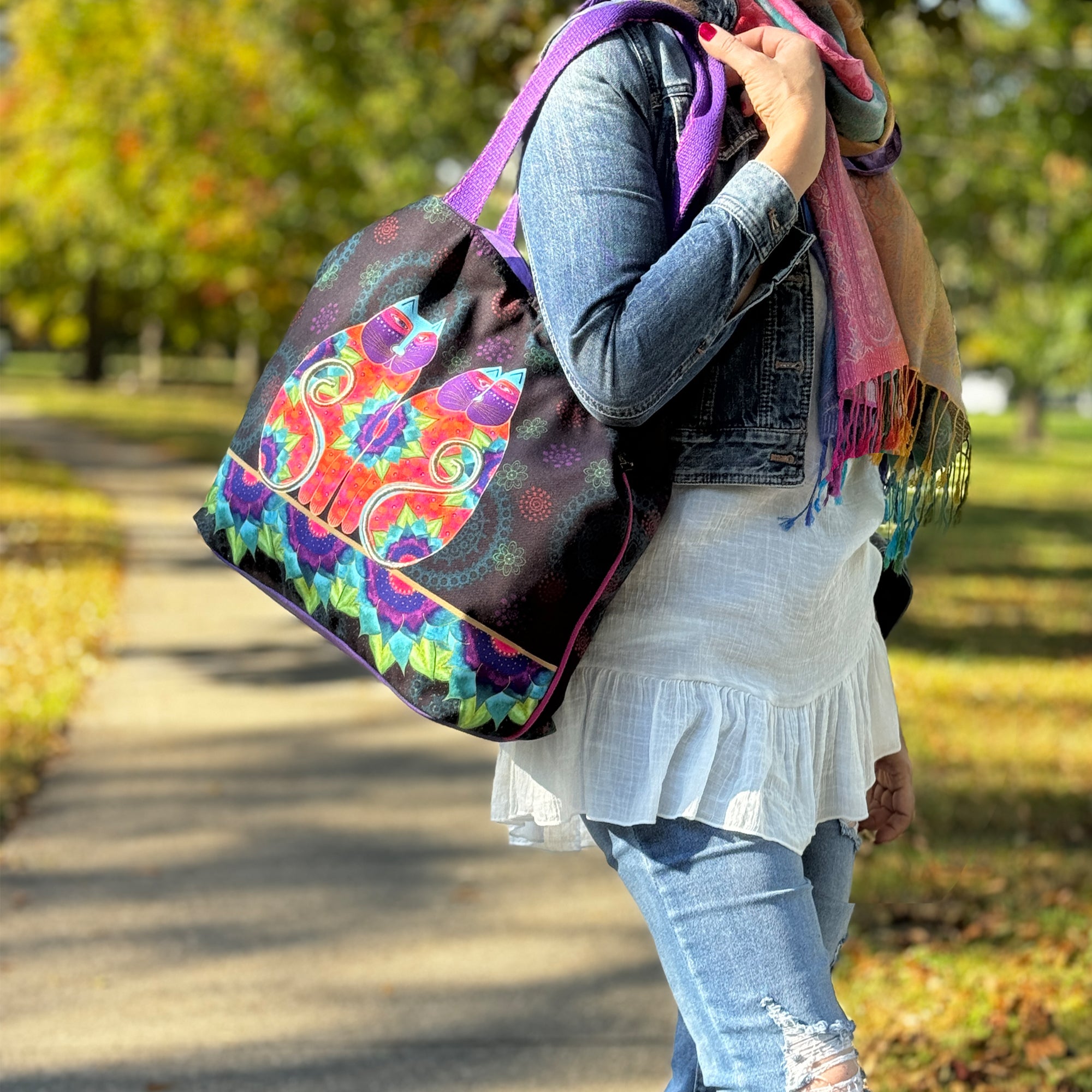 Artistic Feline Symphony Canvas Tote