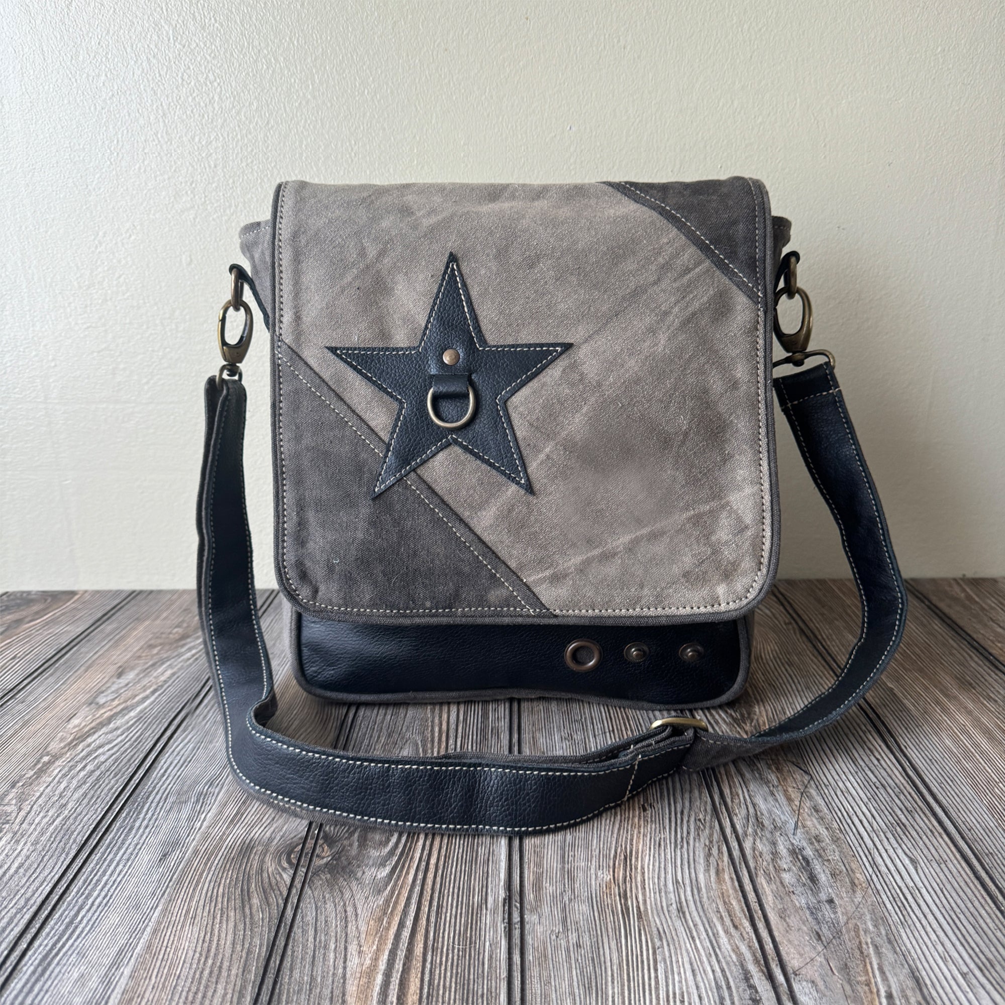 Vintage Inspired Star Accent Crossbody Bag