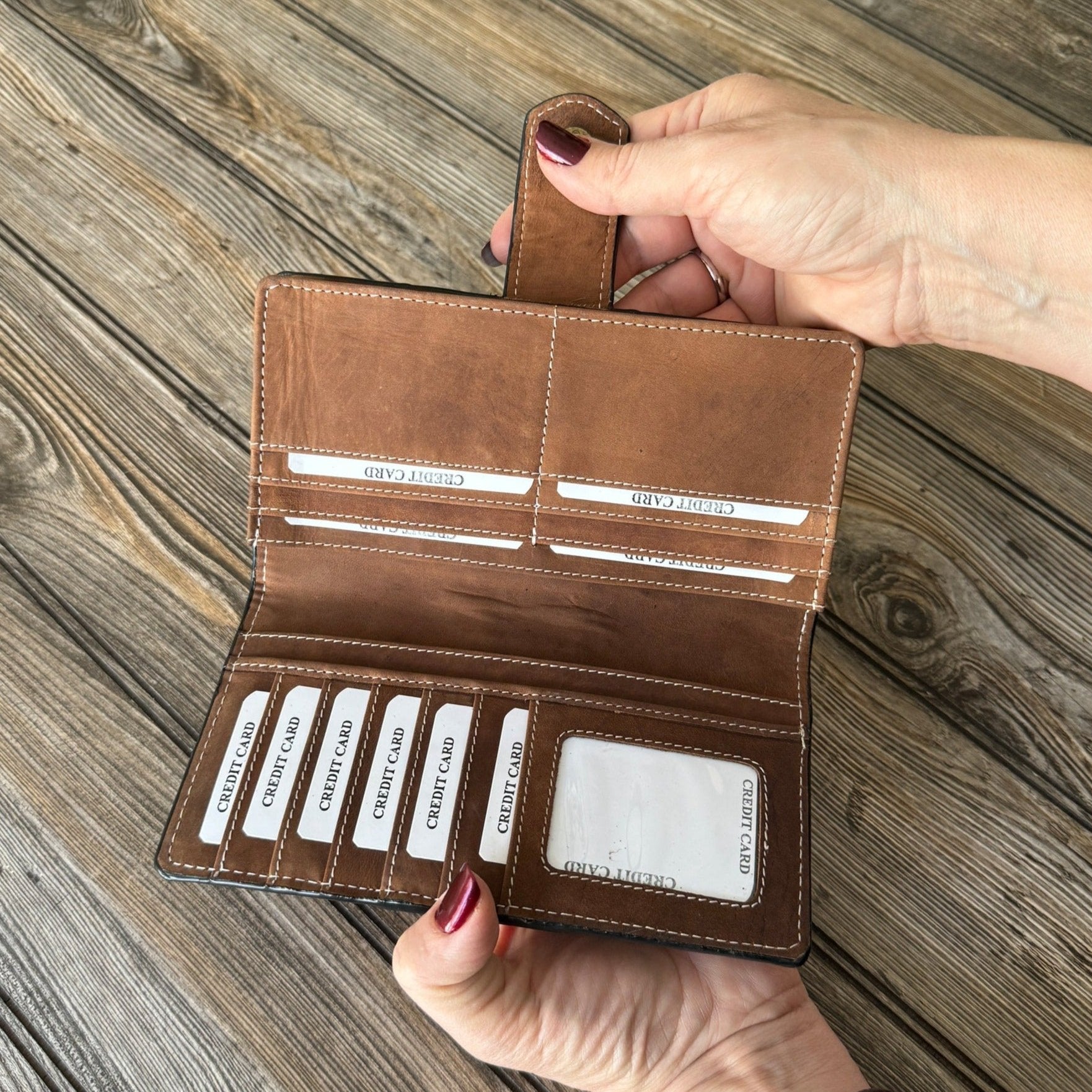 Artisan Hand-Tooled Cowhide Clutch Wallet