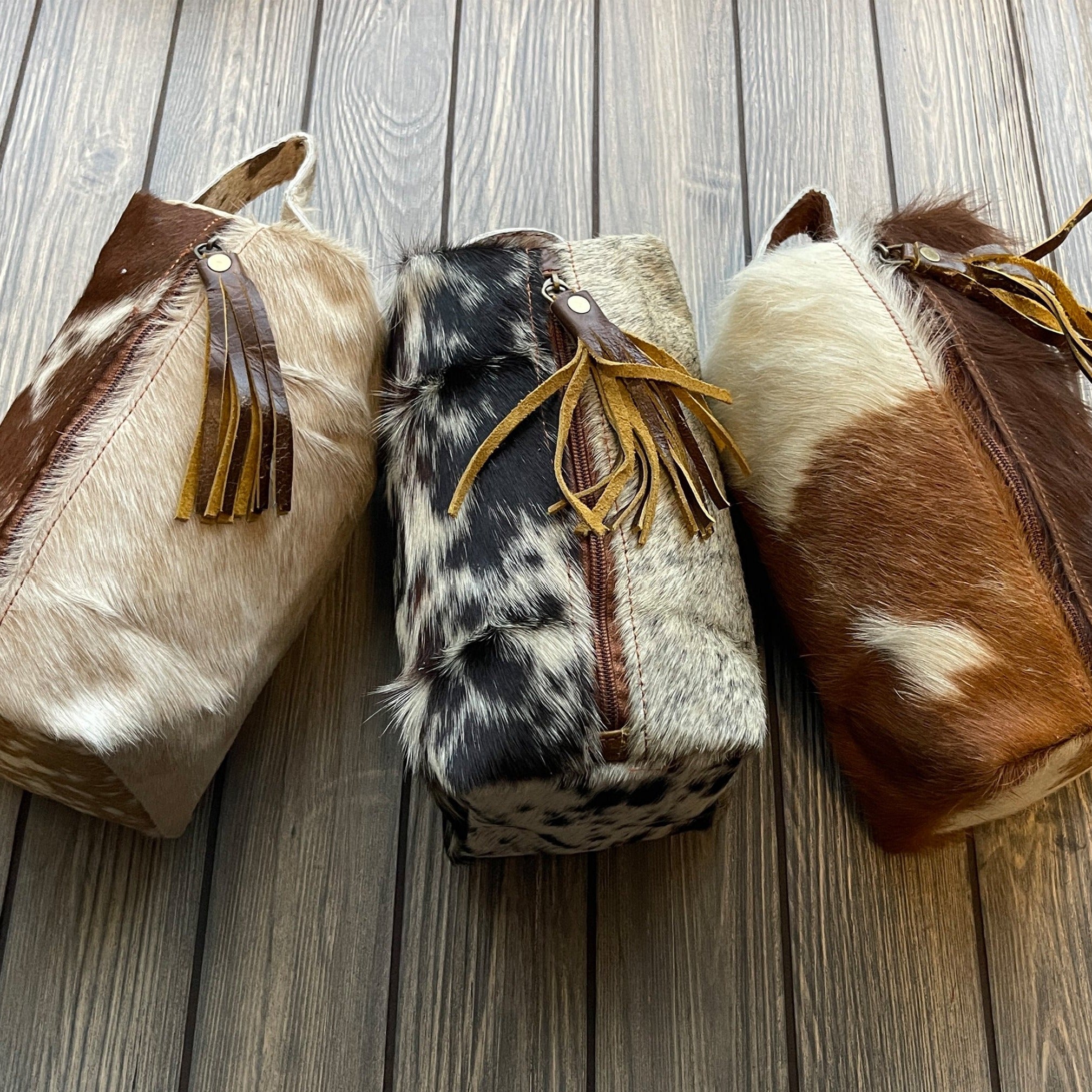 Cowhide Toiletry And Cosmetic Bag