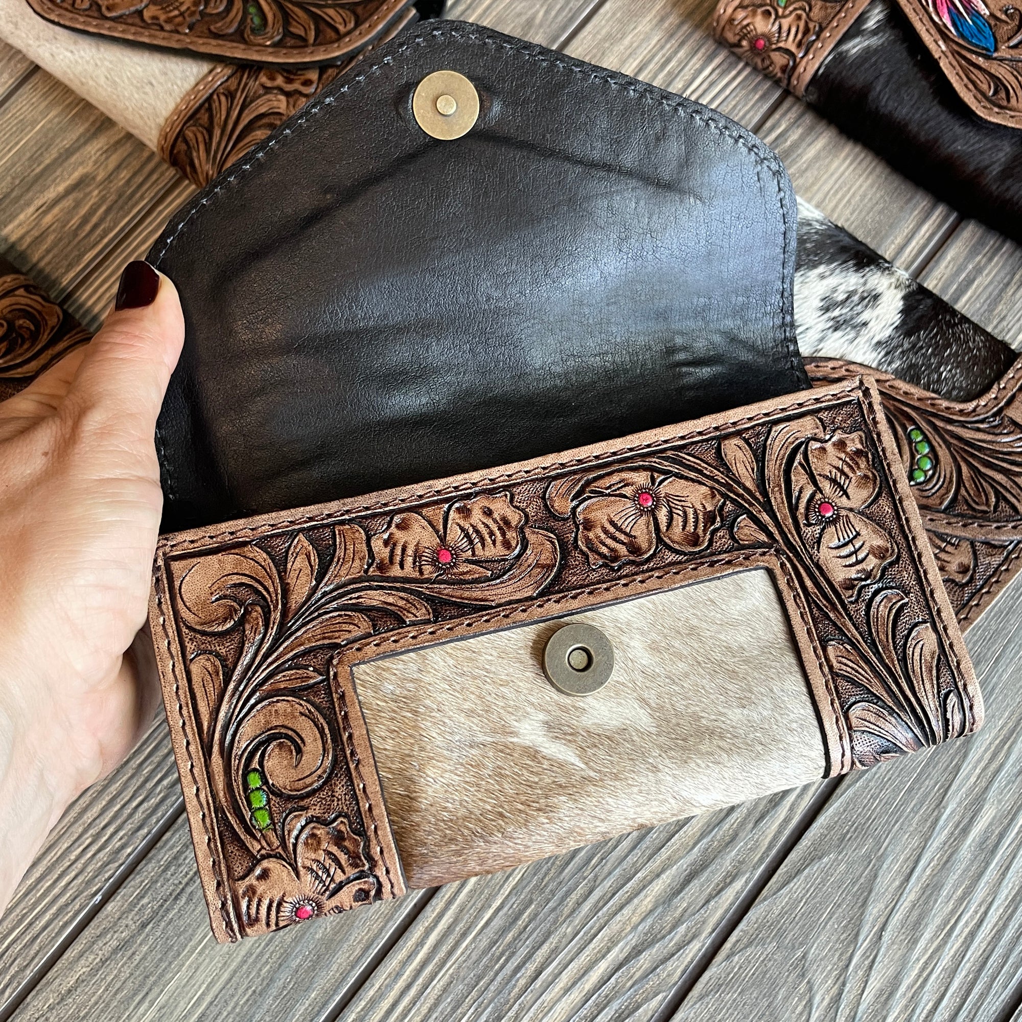 American Pride Hand Tooled Leather Cowhide Wallet