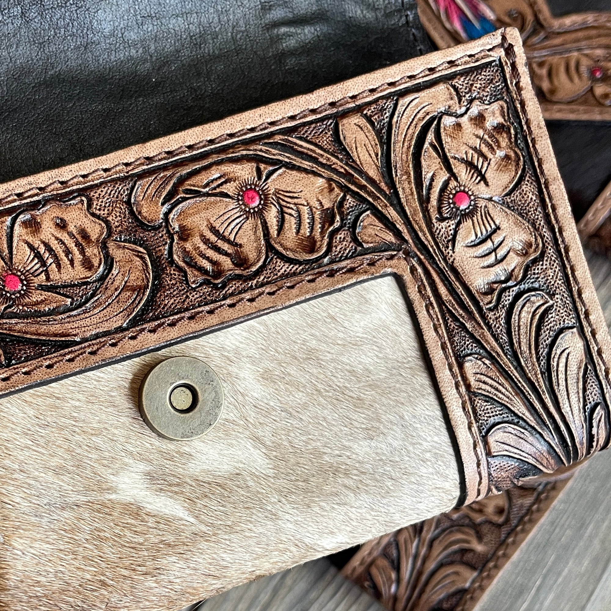 American Pride Hand Tooled Leather Cowhide Wallet