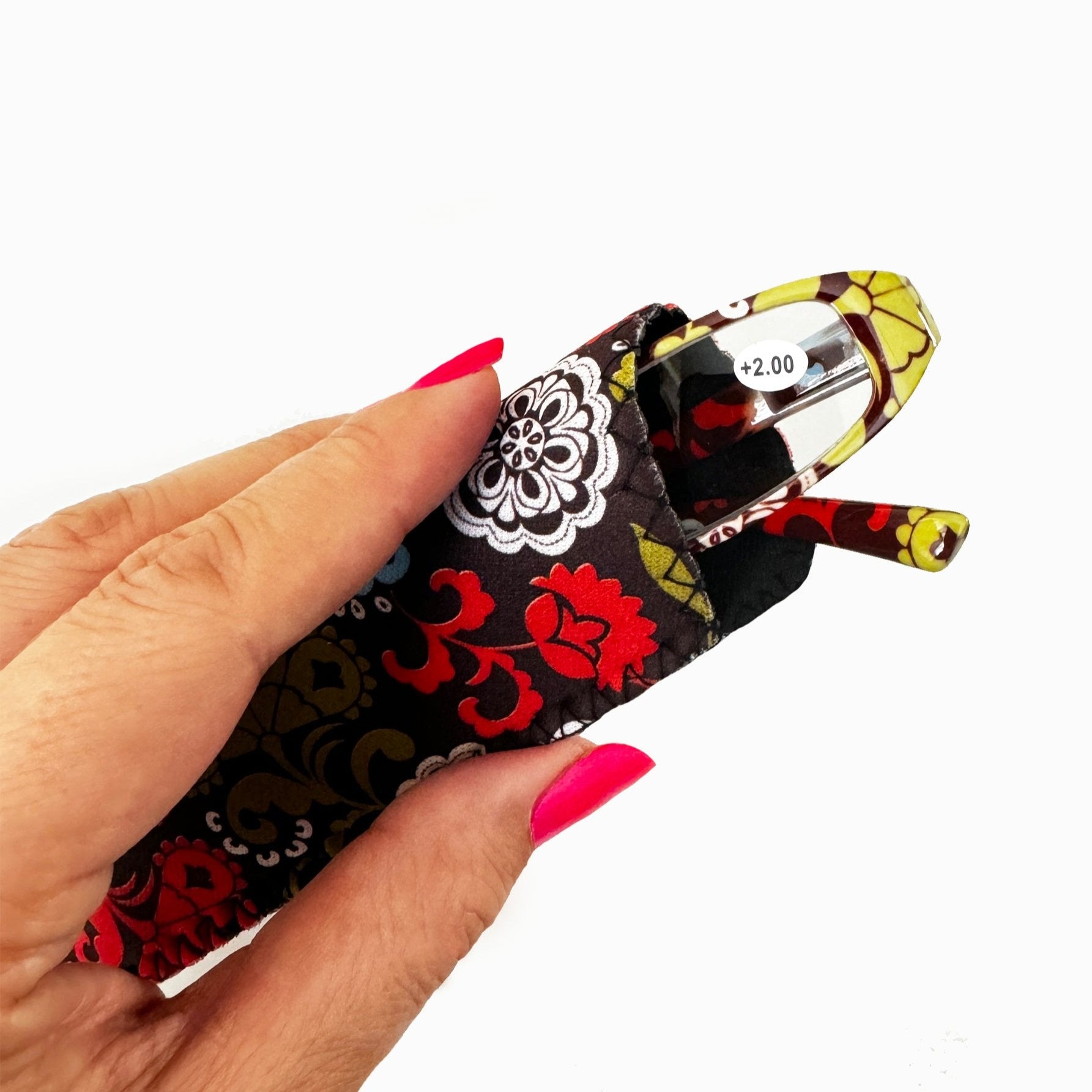 Artistic Protective Sleeve with Floral Reading Glasses