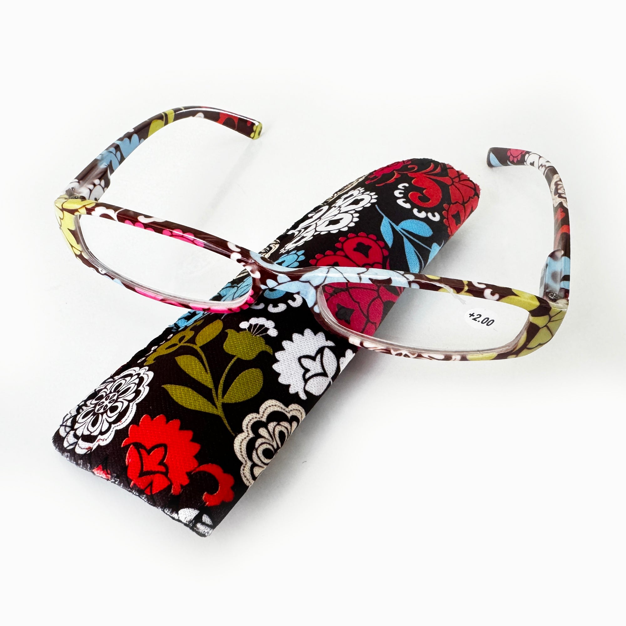 Artistic Protective Sleeve with Floral Reading Glasses