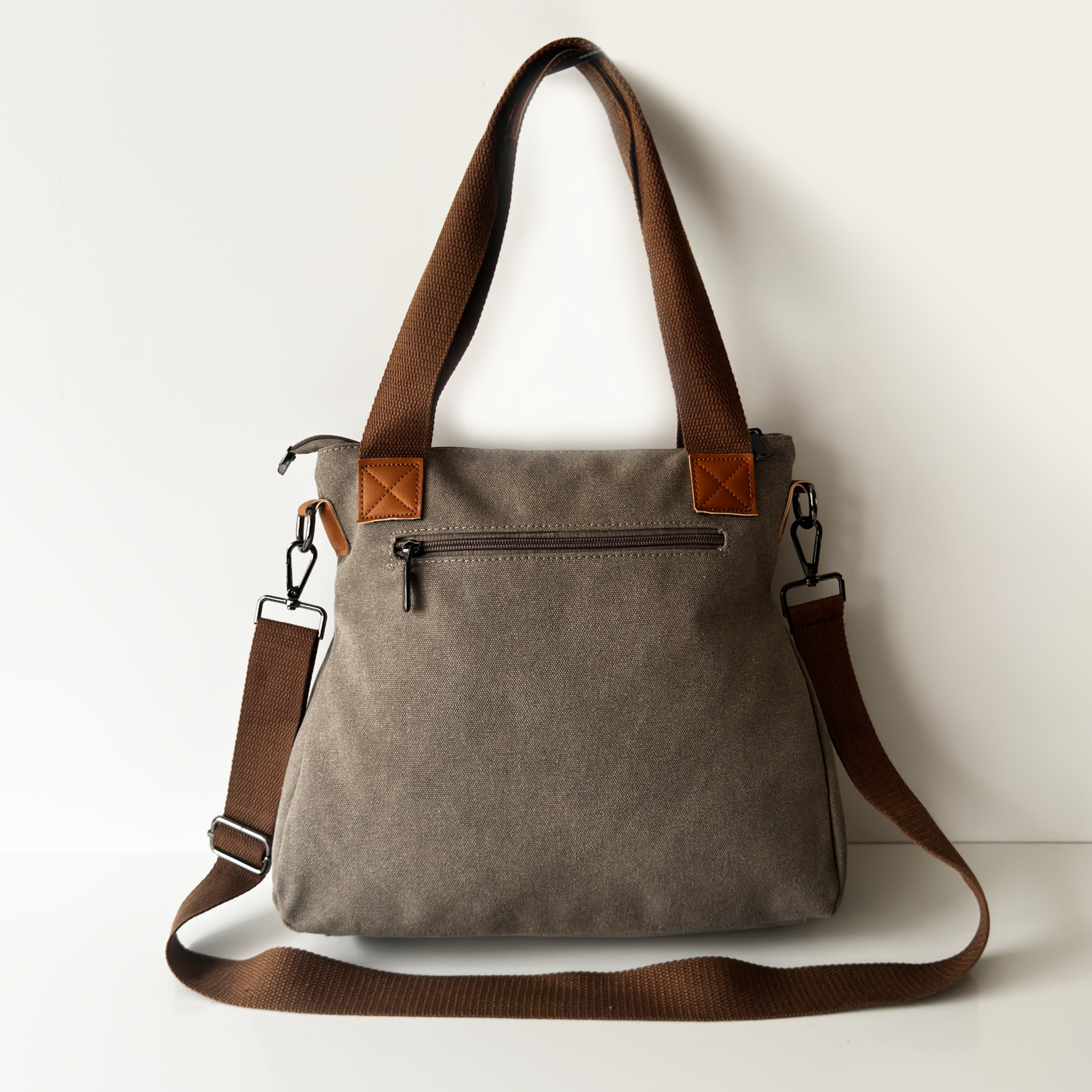 Gray Canvas Crossbody Bag