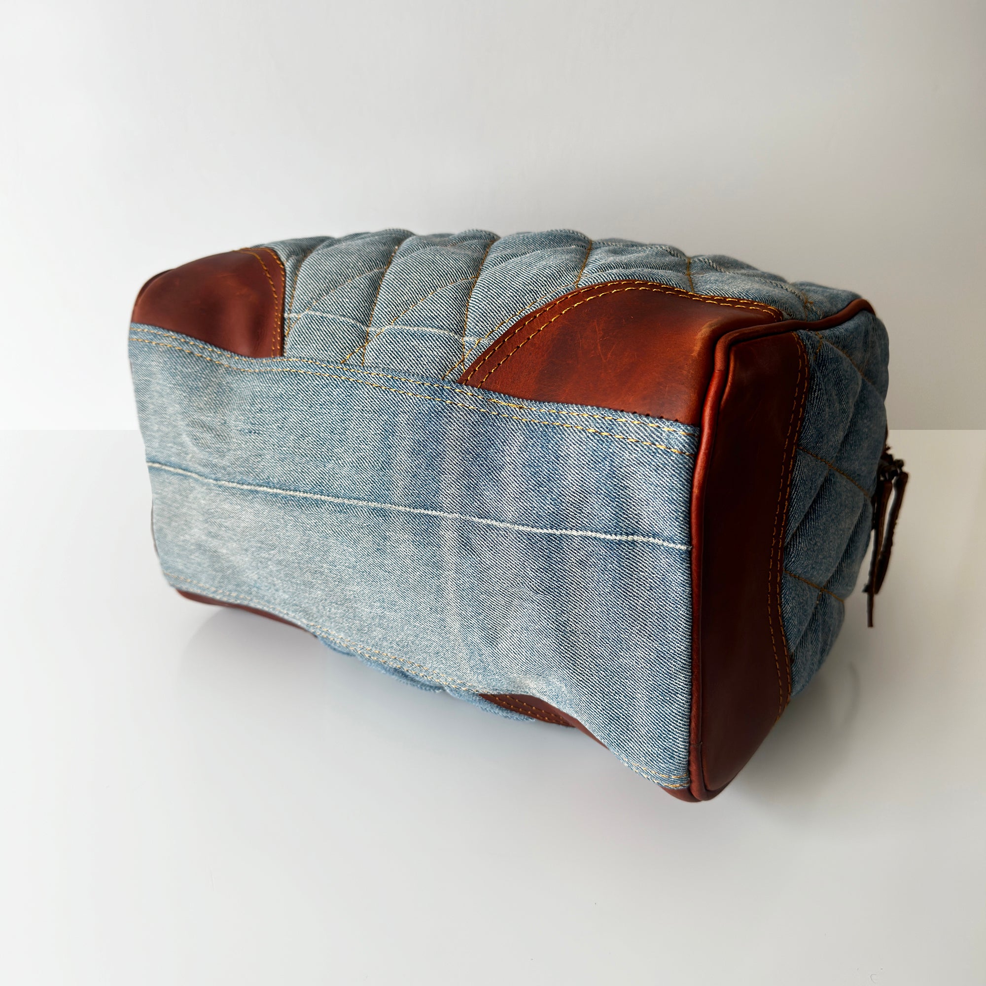 Vintage Style Quilted Denim Leather Purse