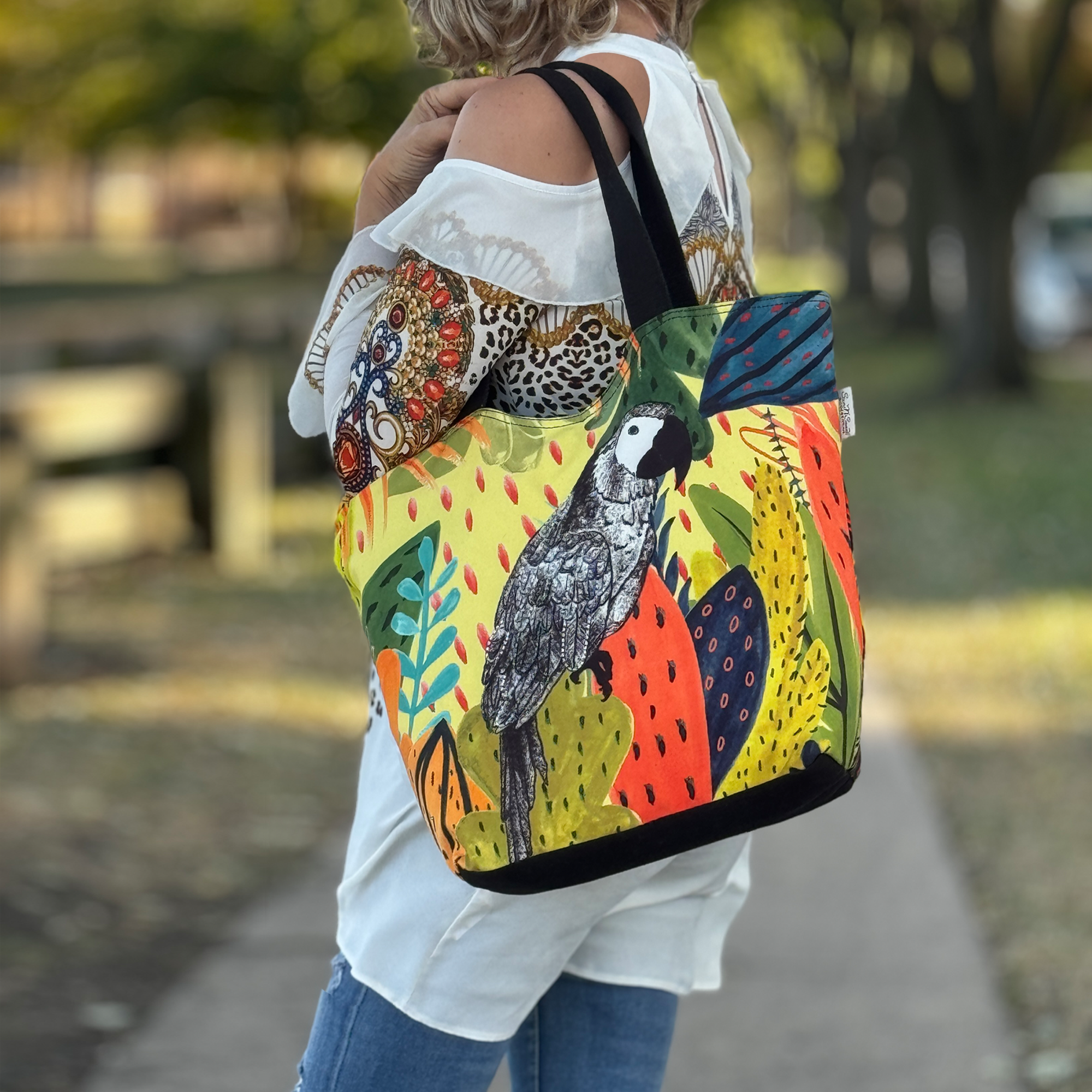 Tropical Parrot Vibrant Canvas Tote