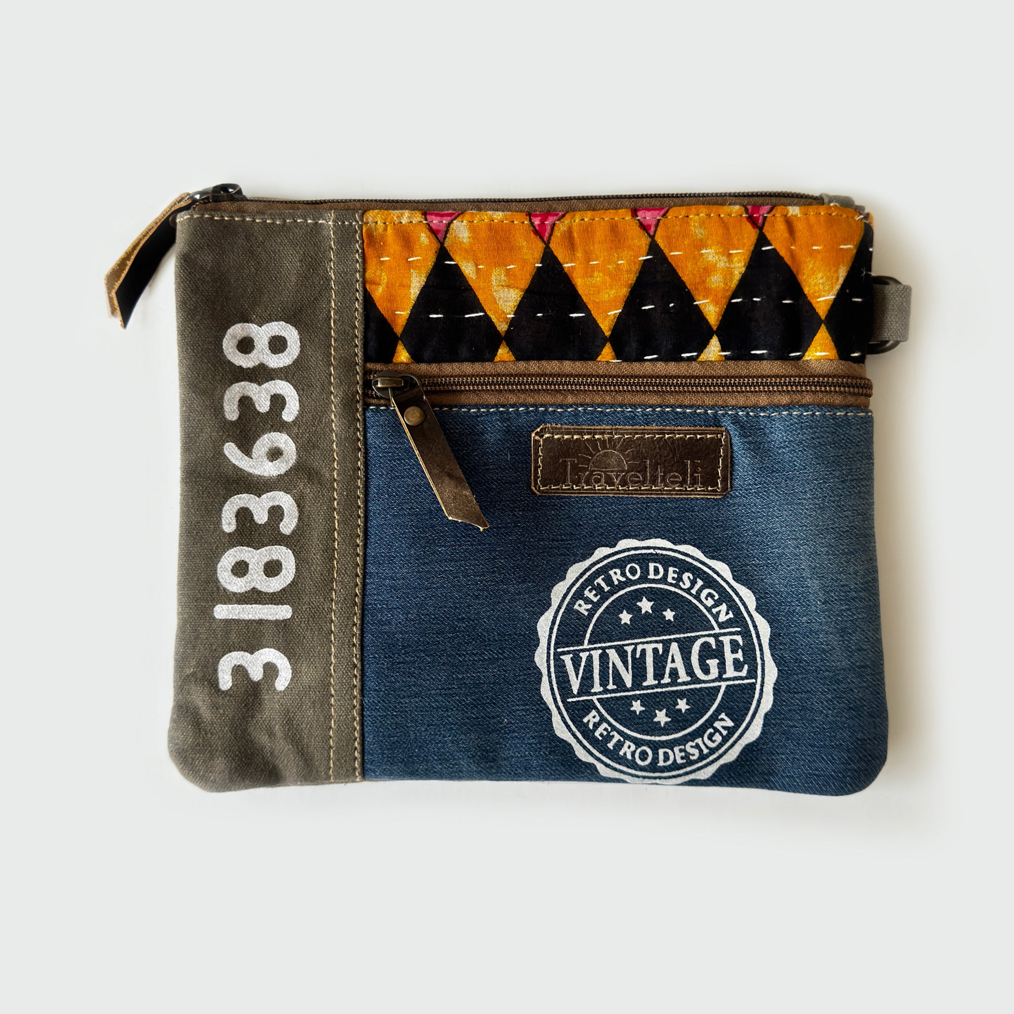 crossbody cosmetic travel bag Patchwork Classic Denim Cosmetic Bag