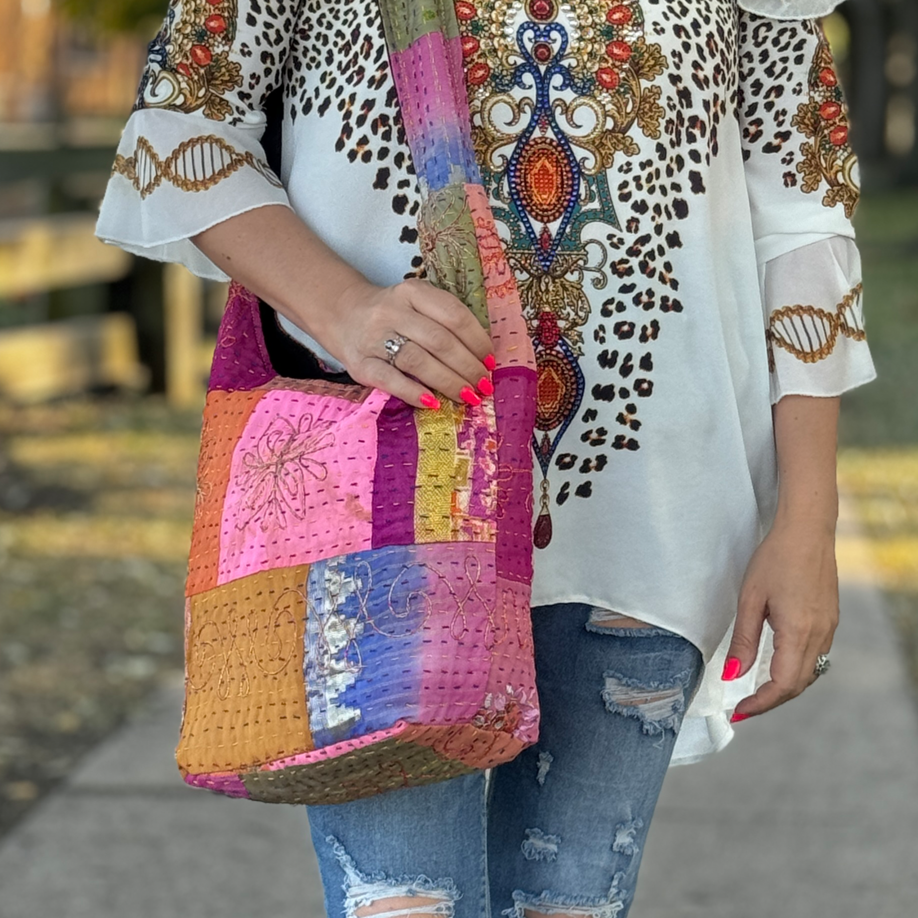 Handcrafted Wildflower Boho Shoulder Bag