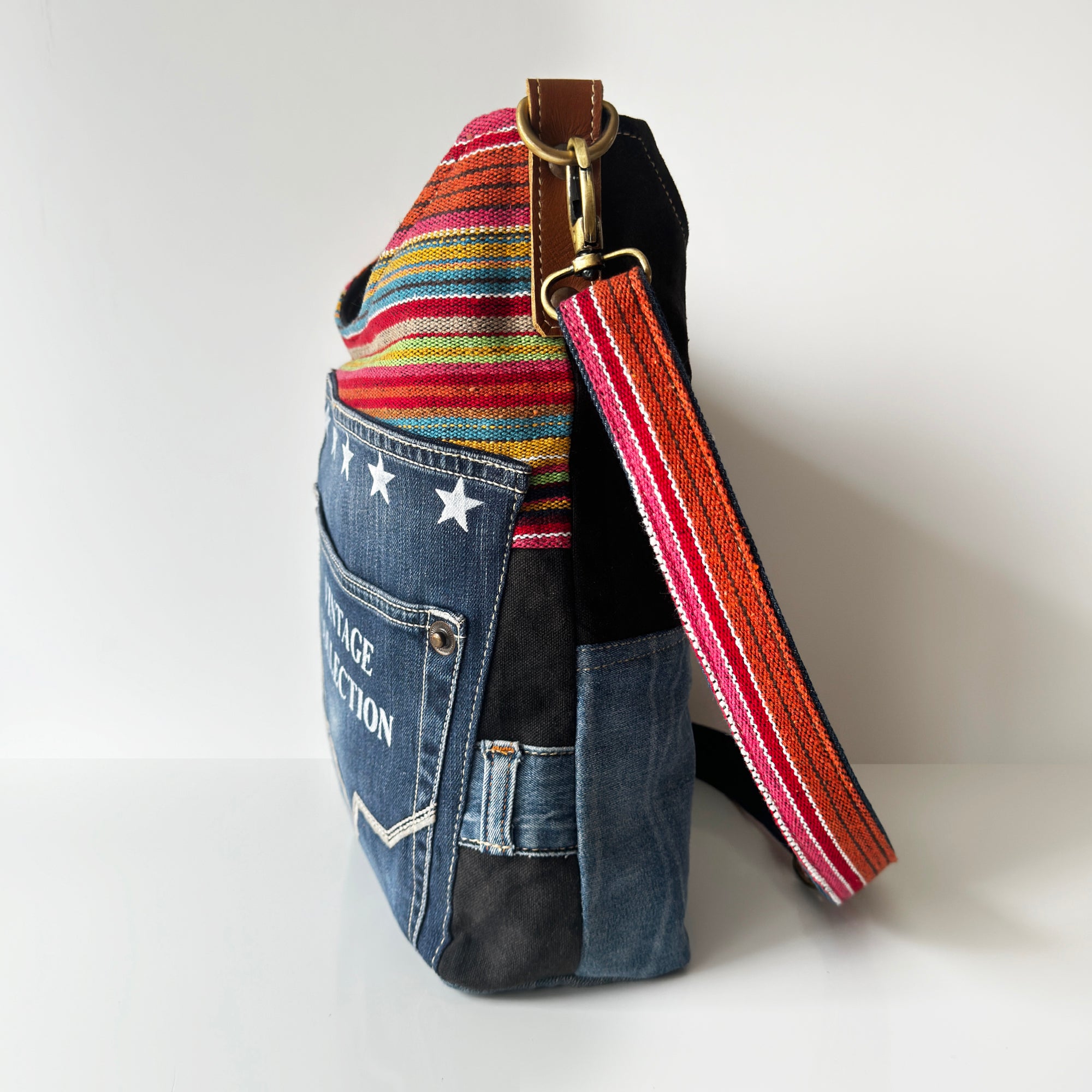Retro Americana Denim Crossbody Bag | TRAVELTELI