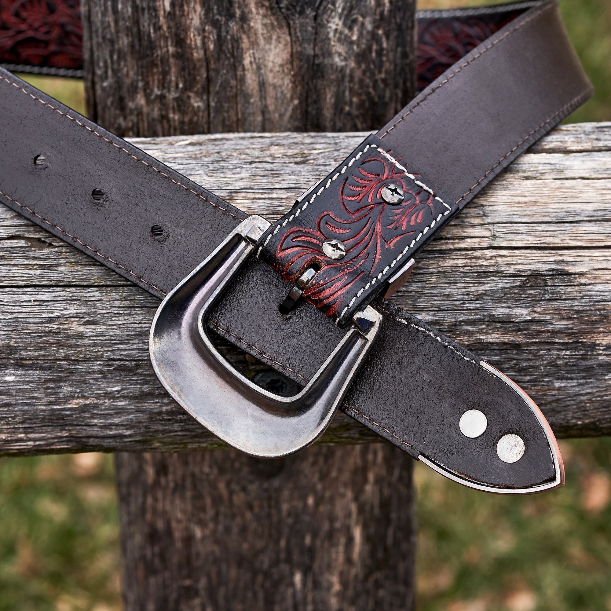 Western Floral Leather Belt