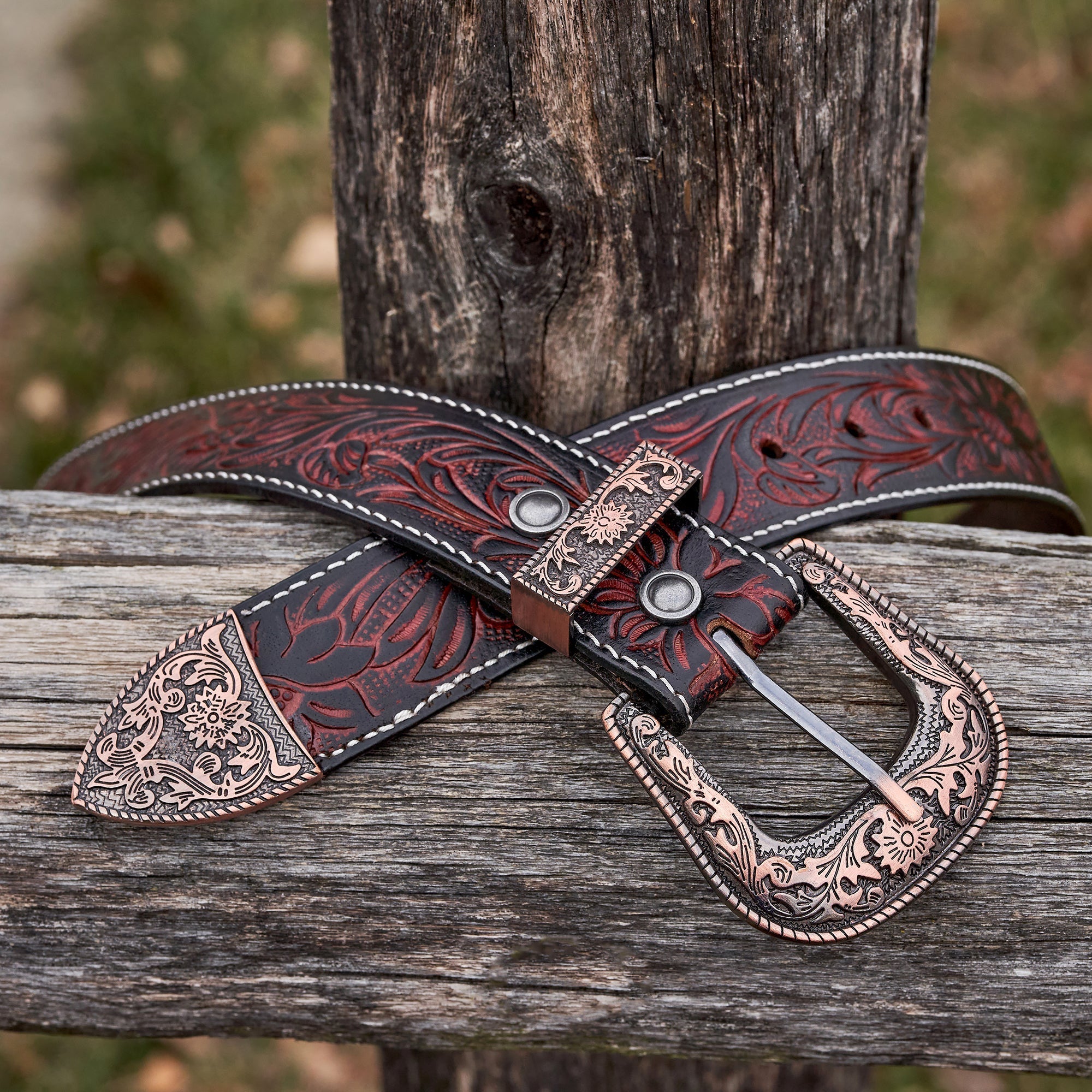 Western Floral Leather Belt