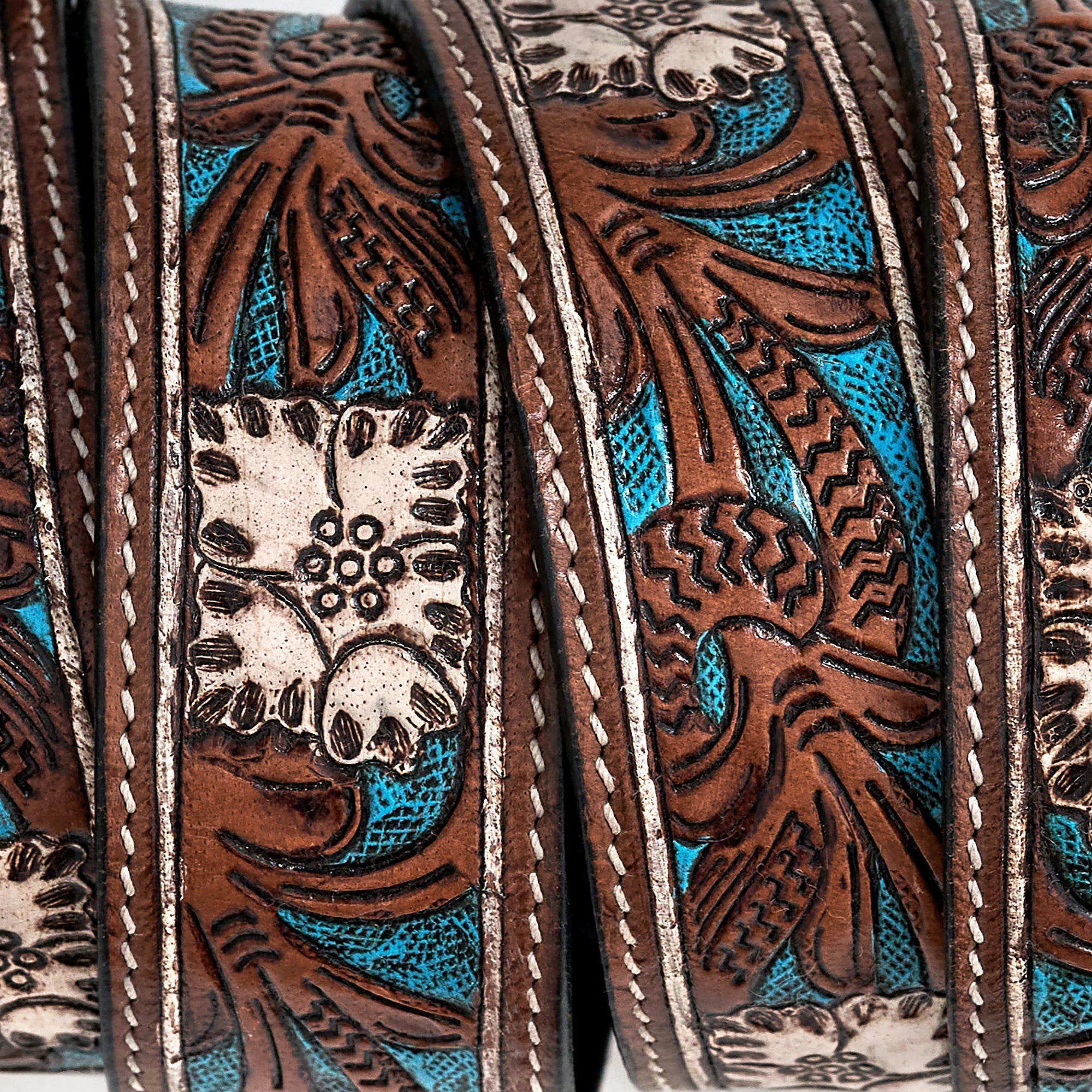 Desert Bloom Inlay Leather Belt