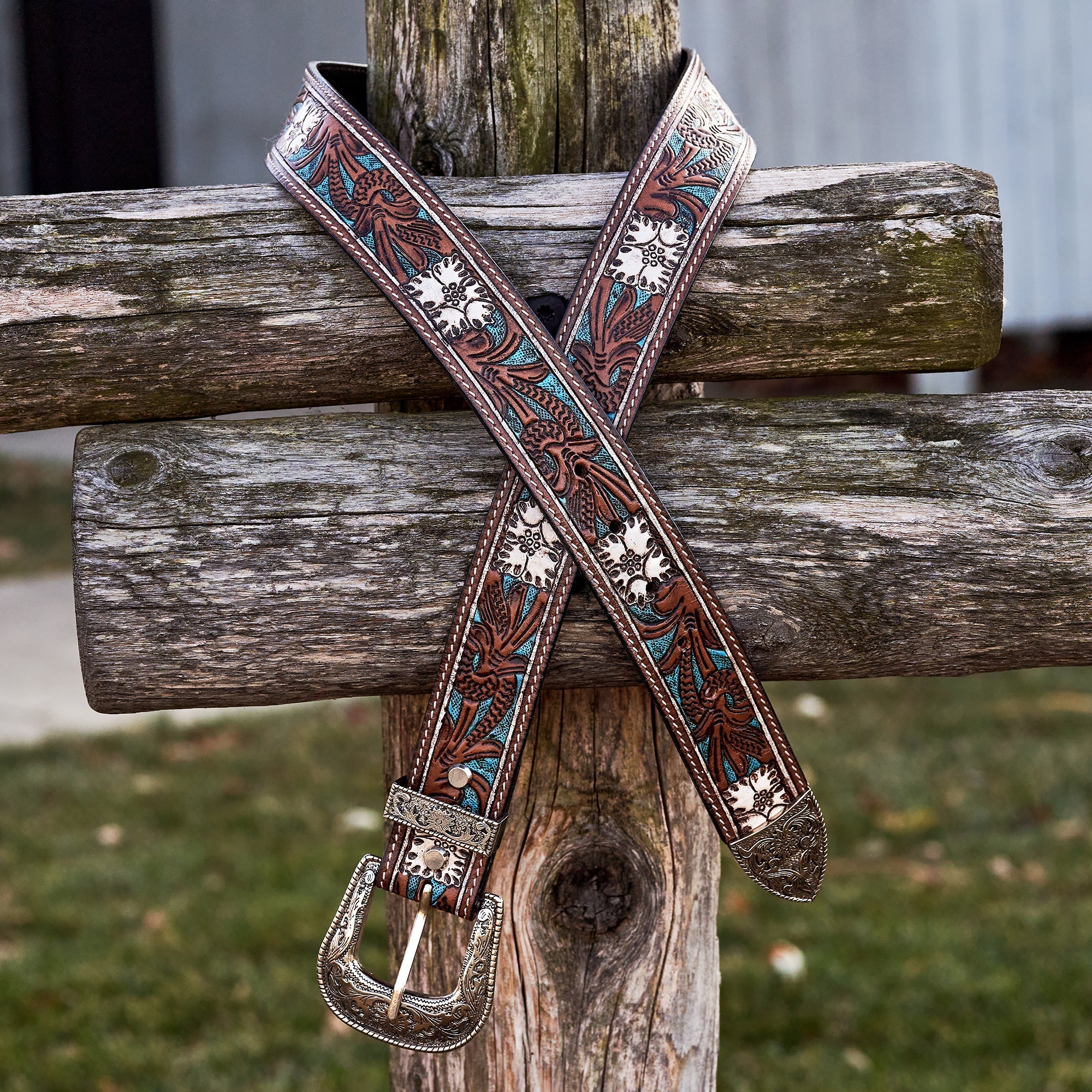 Desert Bloom Inlay Leather Belt