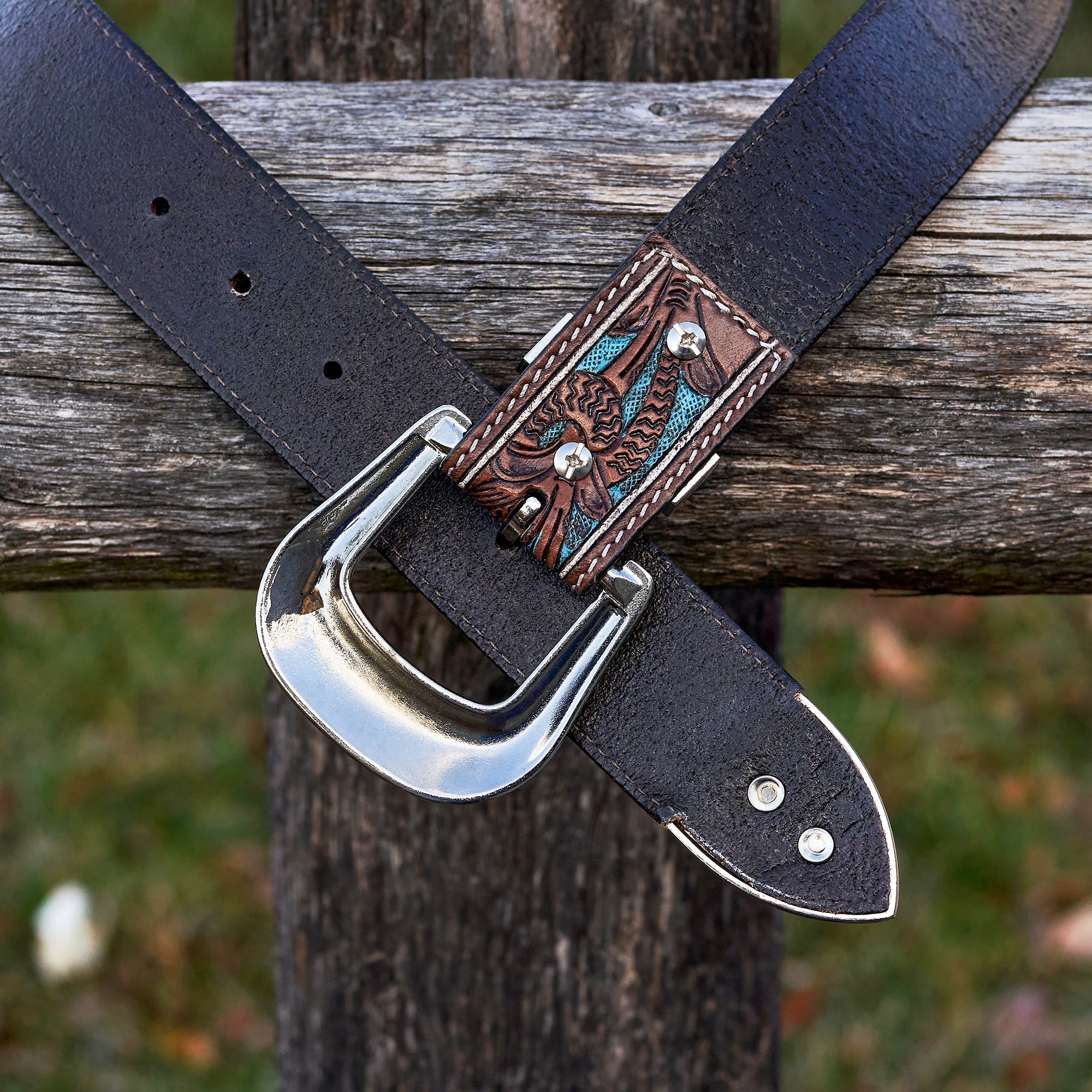 Desert Bloom Inlay Leather Belt