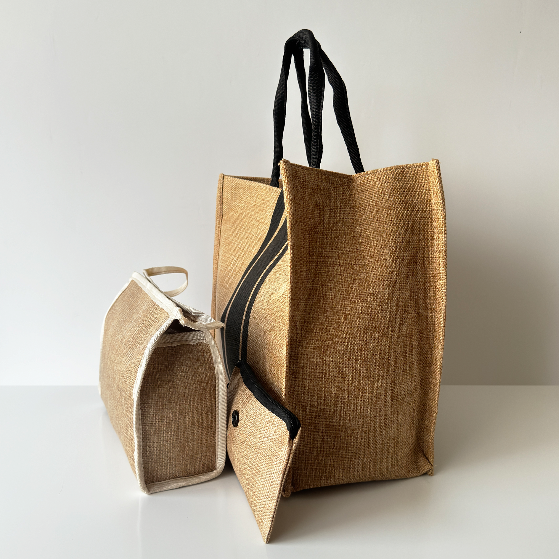 Burlap Tote and Pouch Set