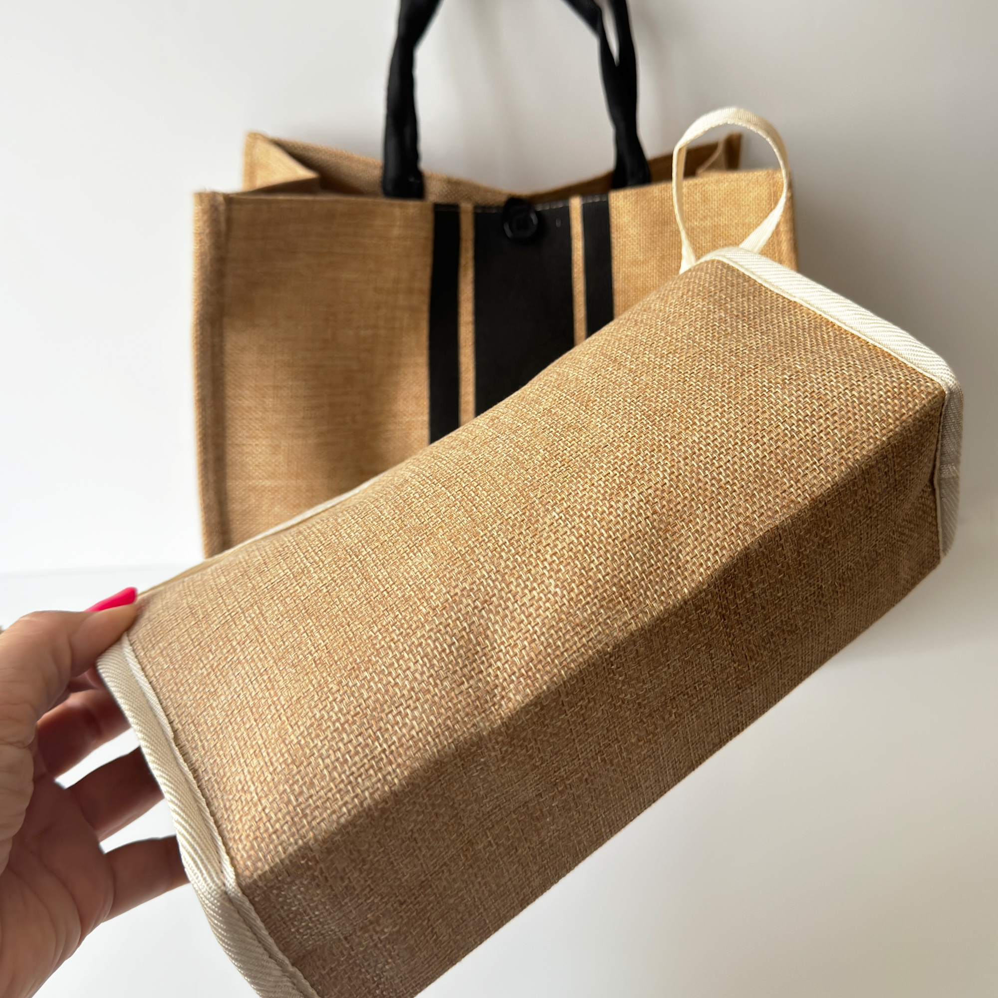 Burlap Tote and Pouch Set