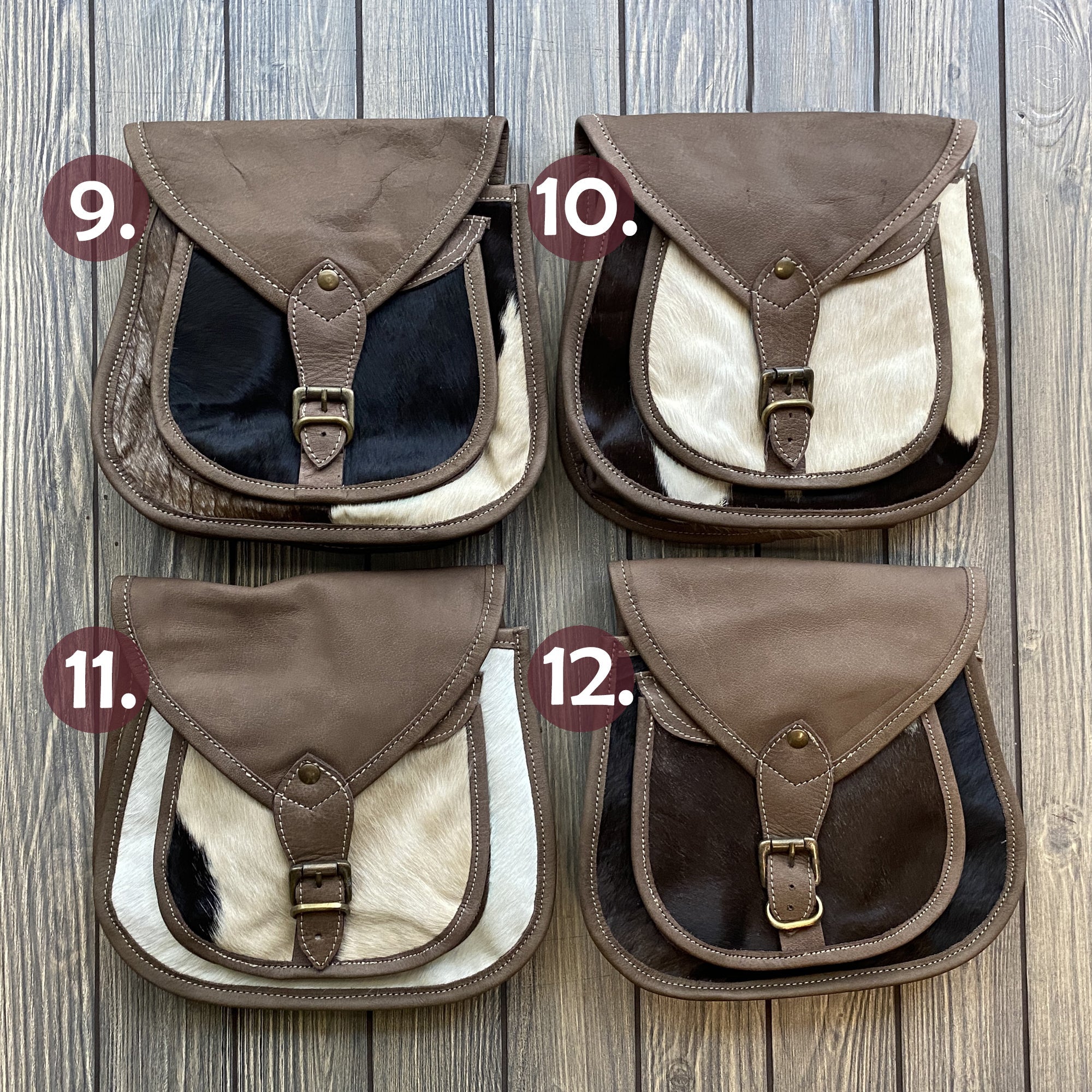 Western Cowhide Round Crossbody Flap Purse