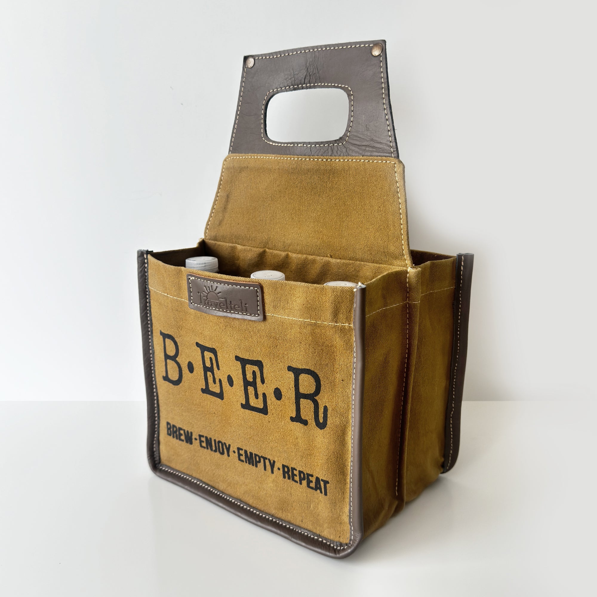 Upcycled Canvas Beer Bottle Carrier Caddy Bag