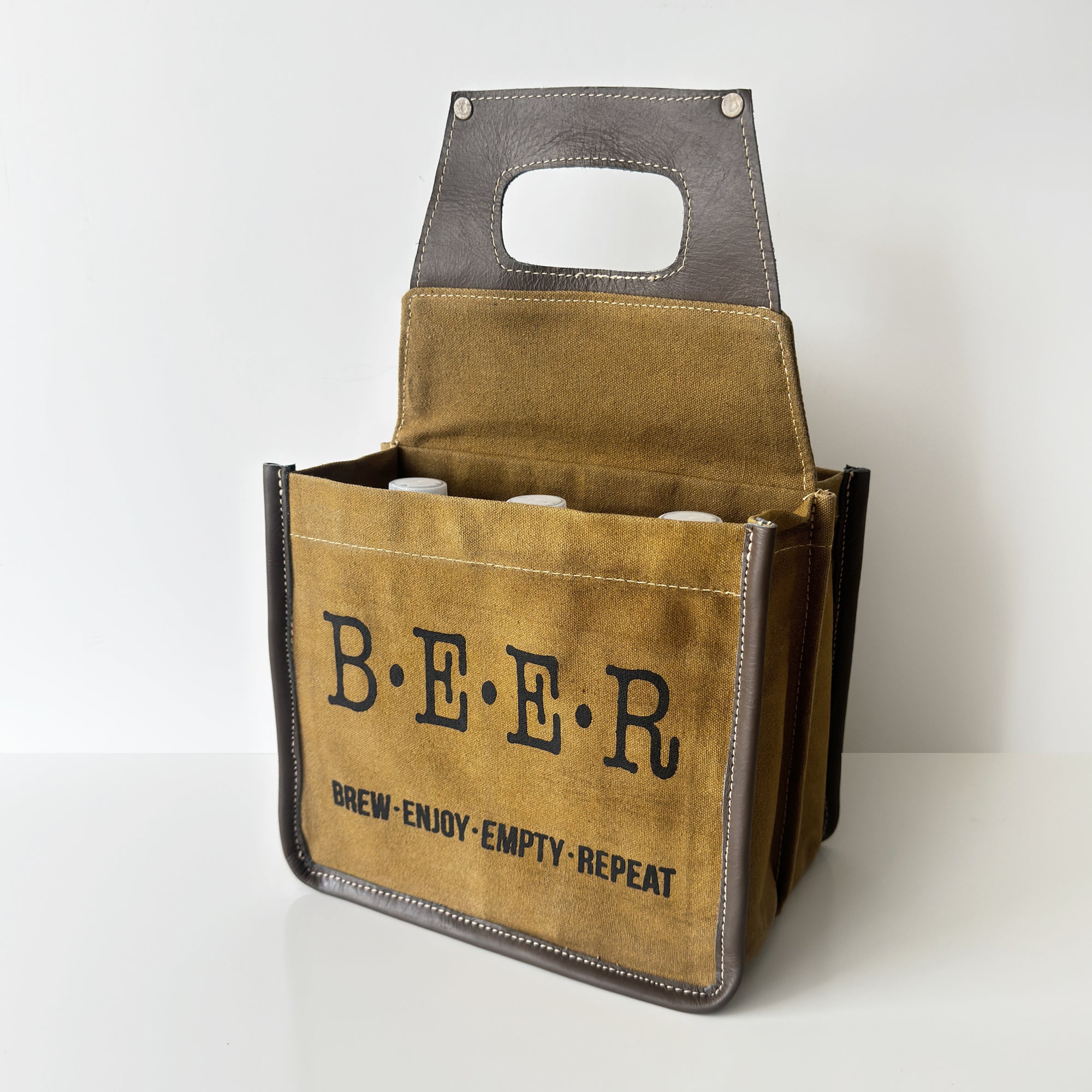 Upcycled Canvas Beer Bottle Carrier Caddy Bag