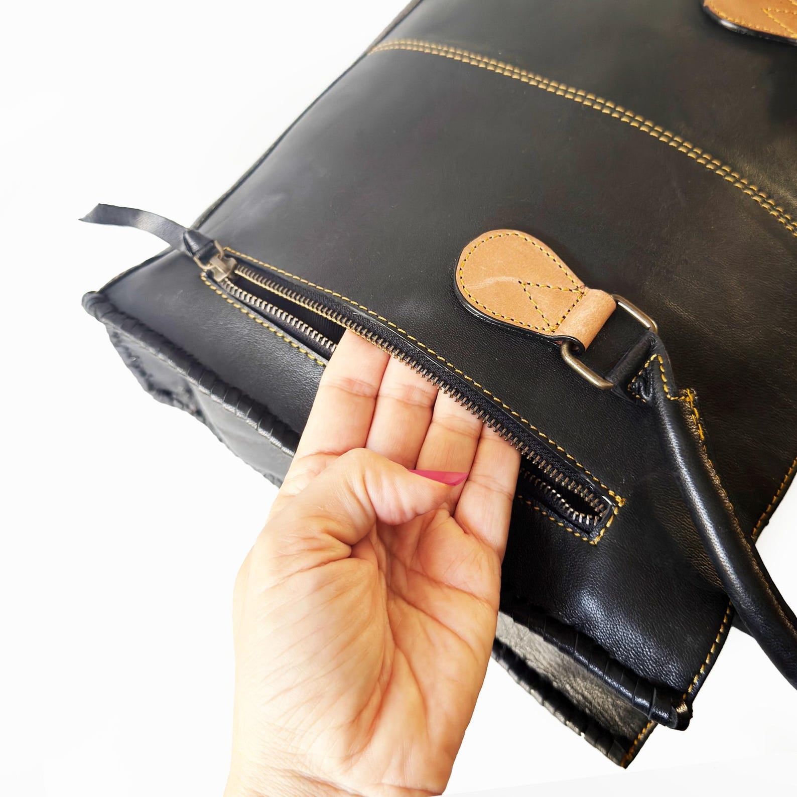 Unique Cowhide Tote Bag and Wallet with Butterfly Design Handmade Leather Set