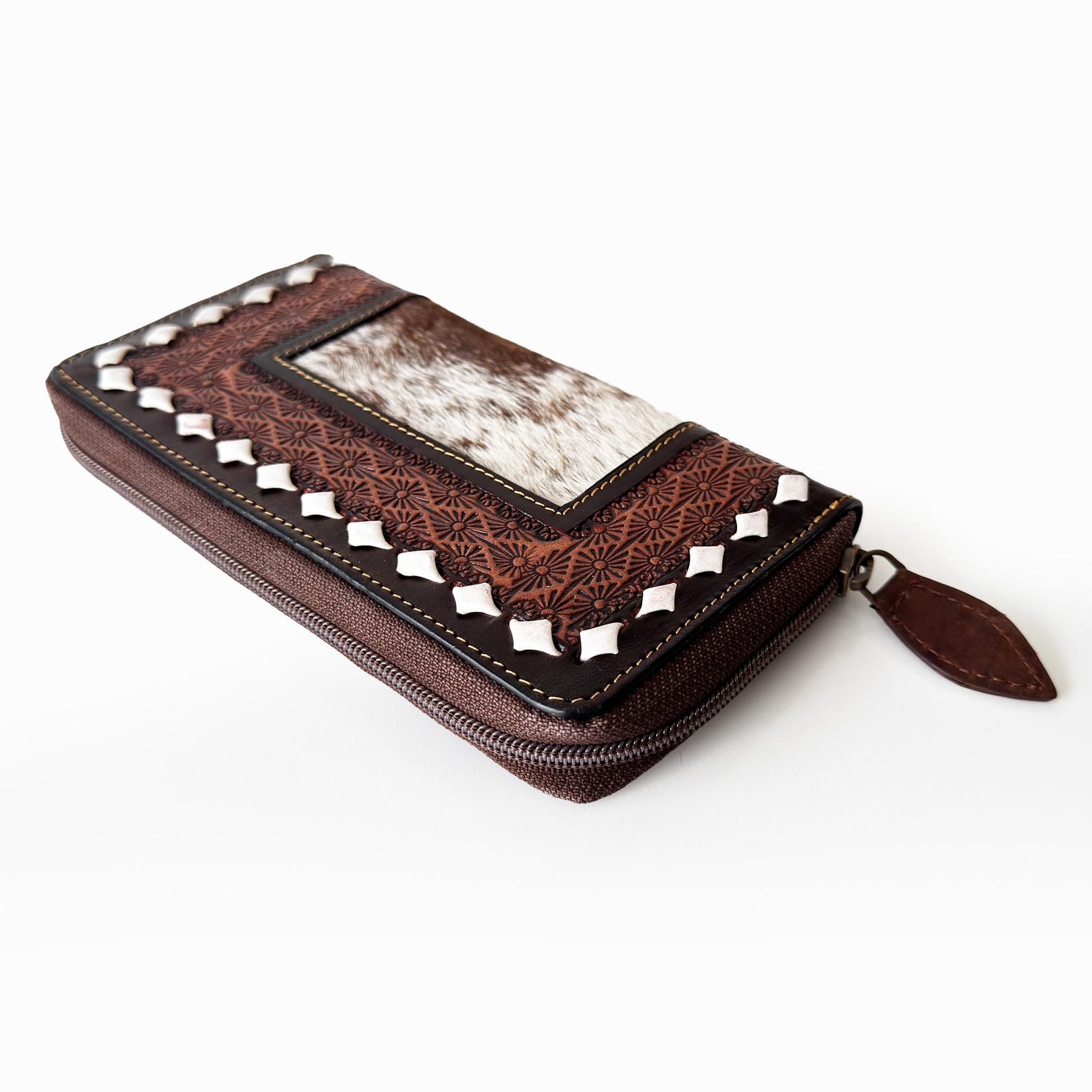Cowhide and Leather Crossbody Bag with Matching Wallet