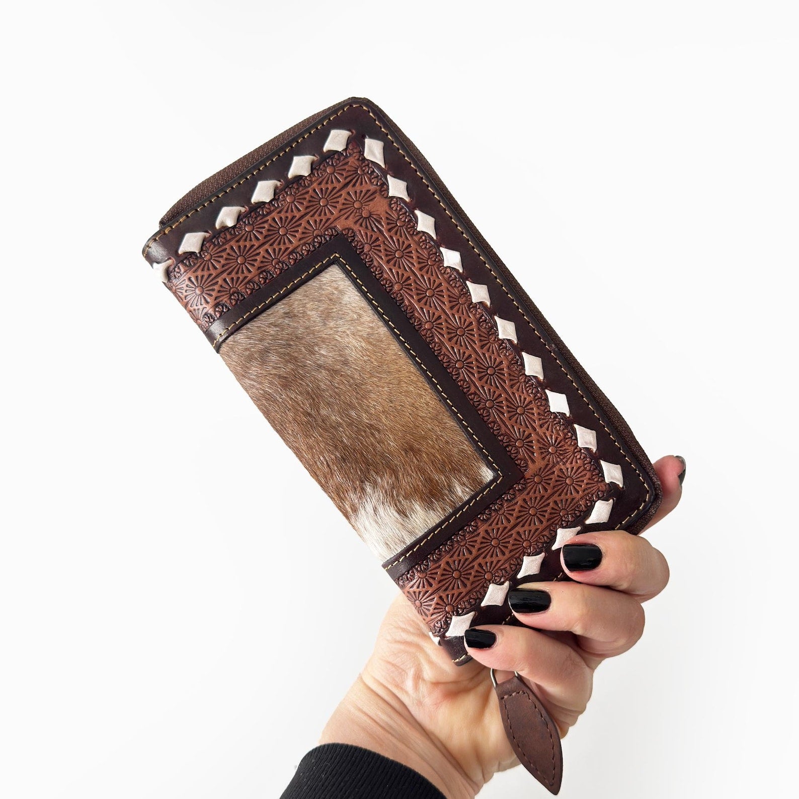Cowhide and Leather Crossbody Bag with Matching Wallet