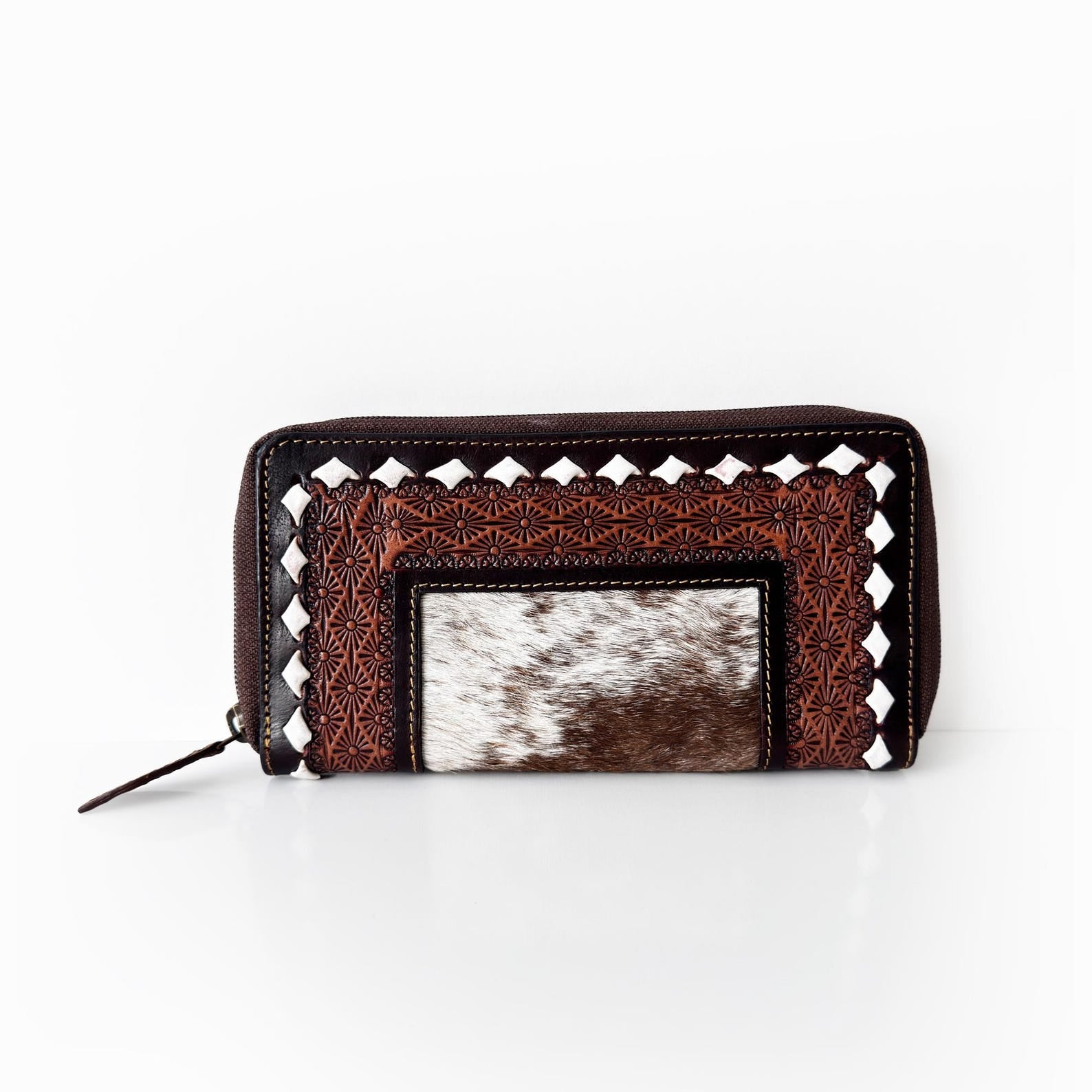 Cowhide and Leather Crossbody Bag with Matching Wallet