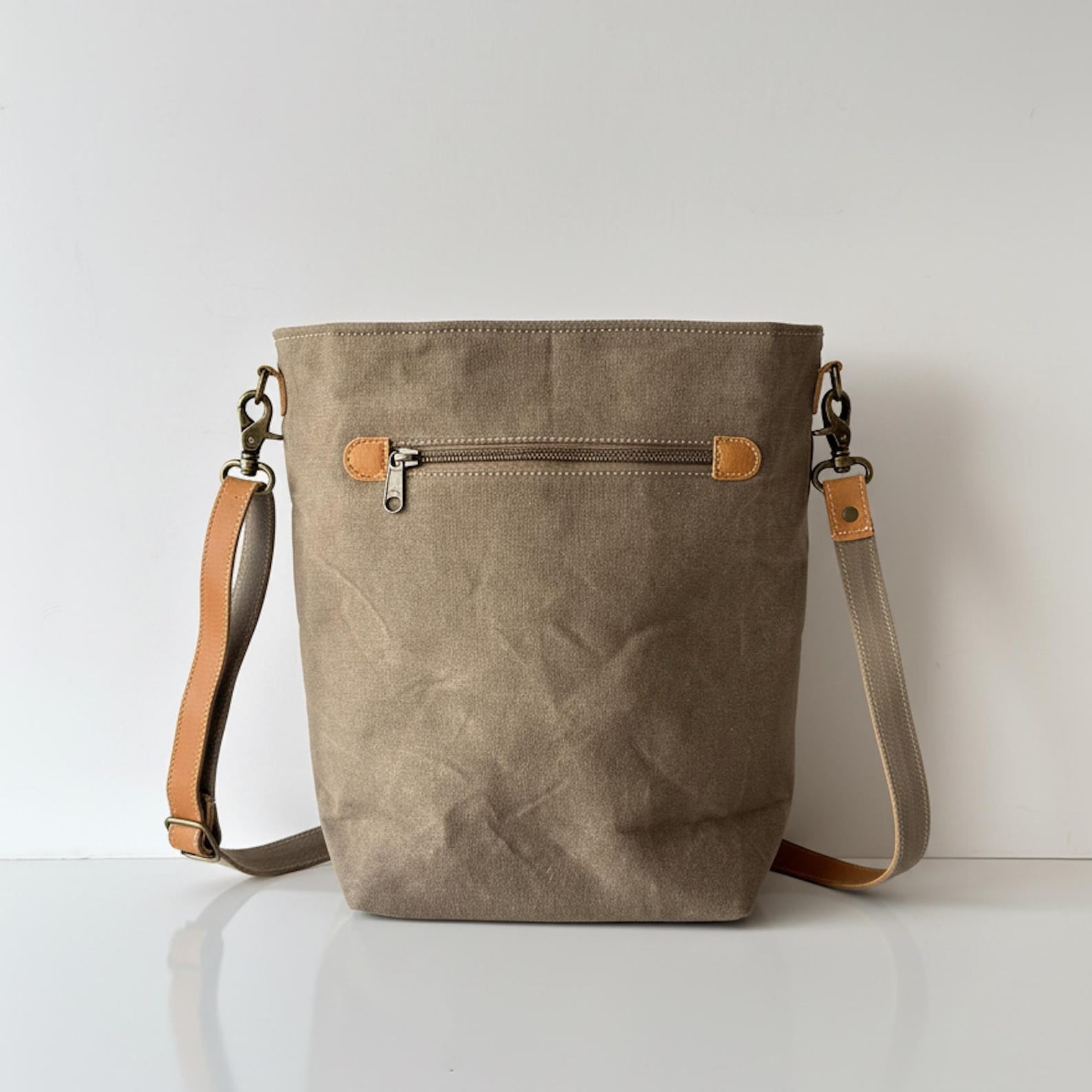 3 Star Boho Canvas Crossbody Bag with Leather Strap