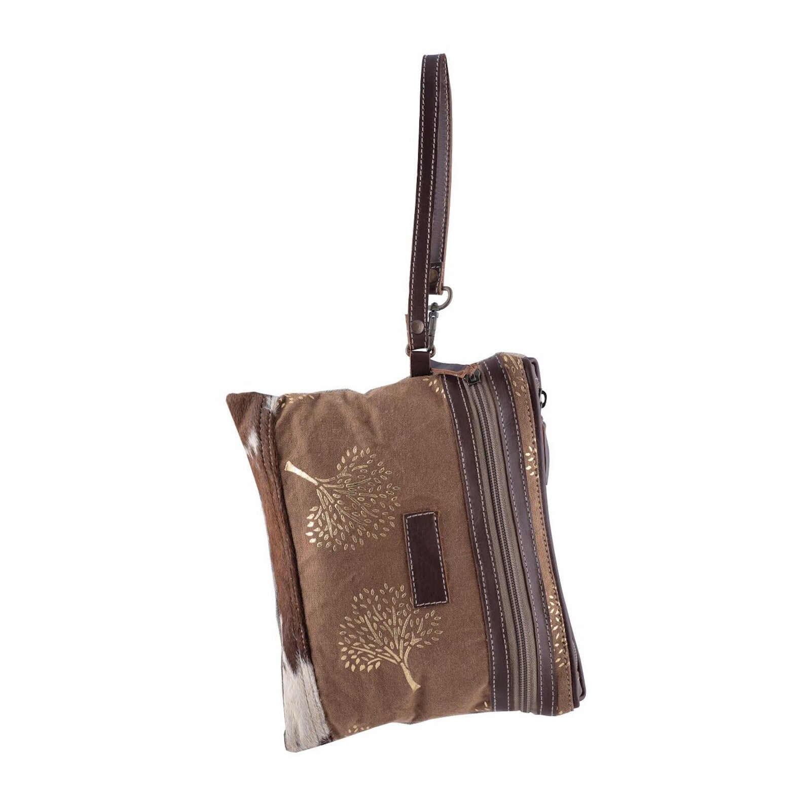 Canvas Leather Cowhide Clutch Bag