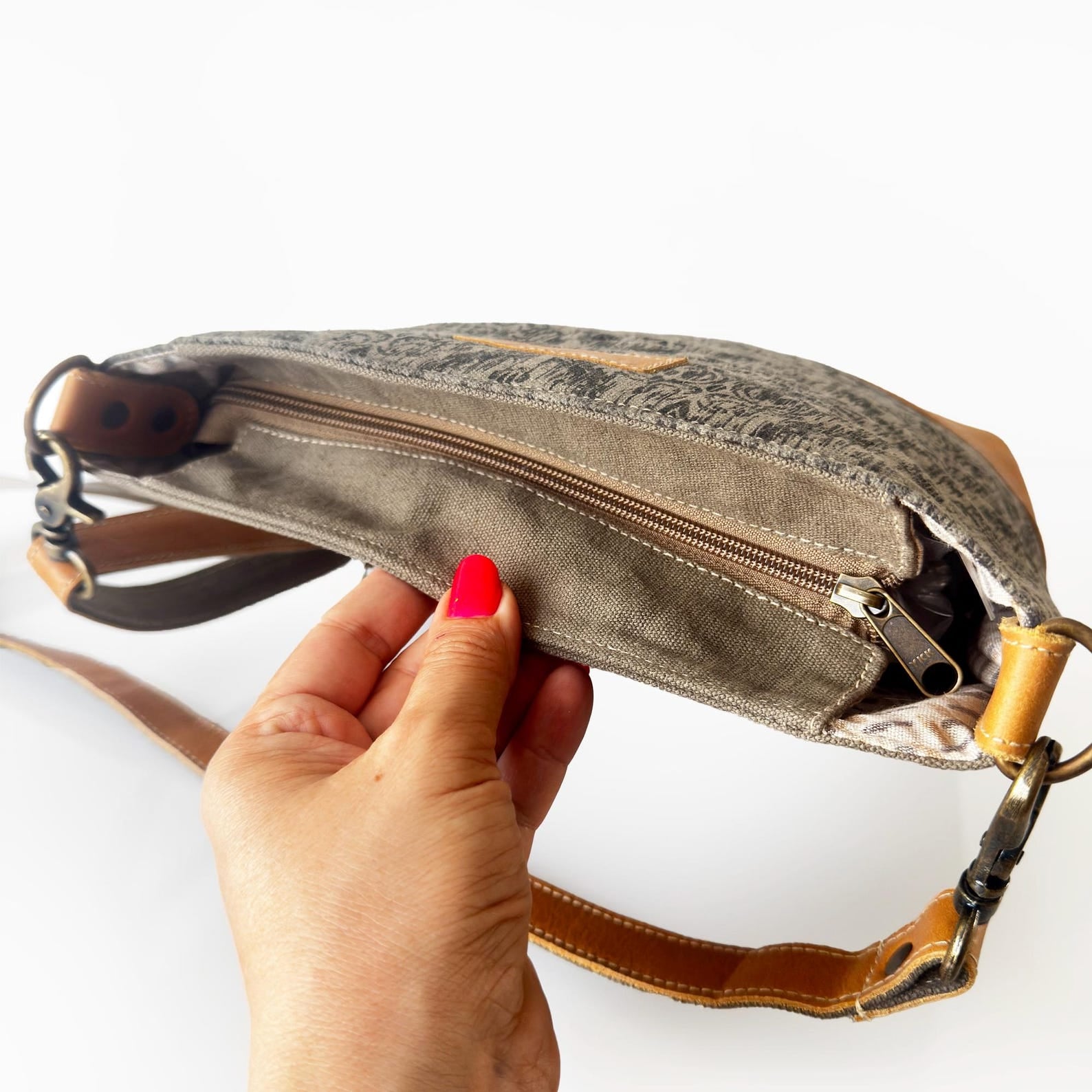 Small Boho Canvas Crossbody Bag