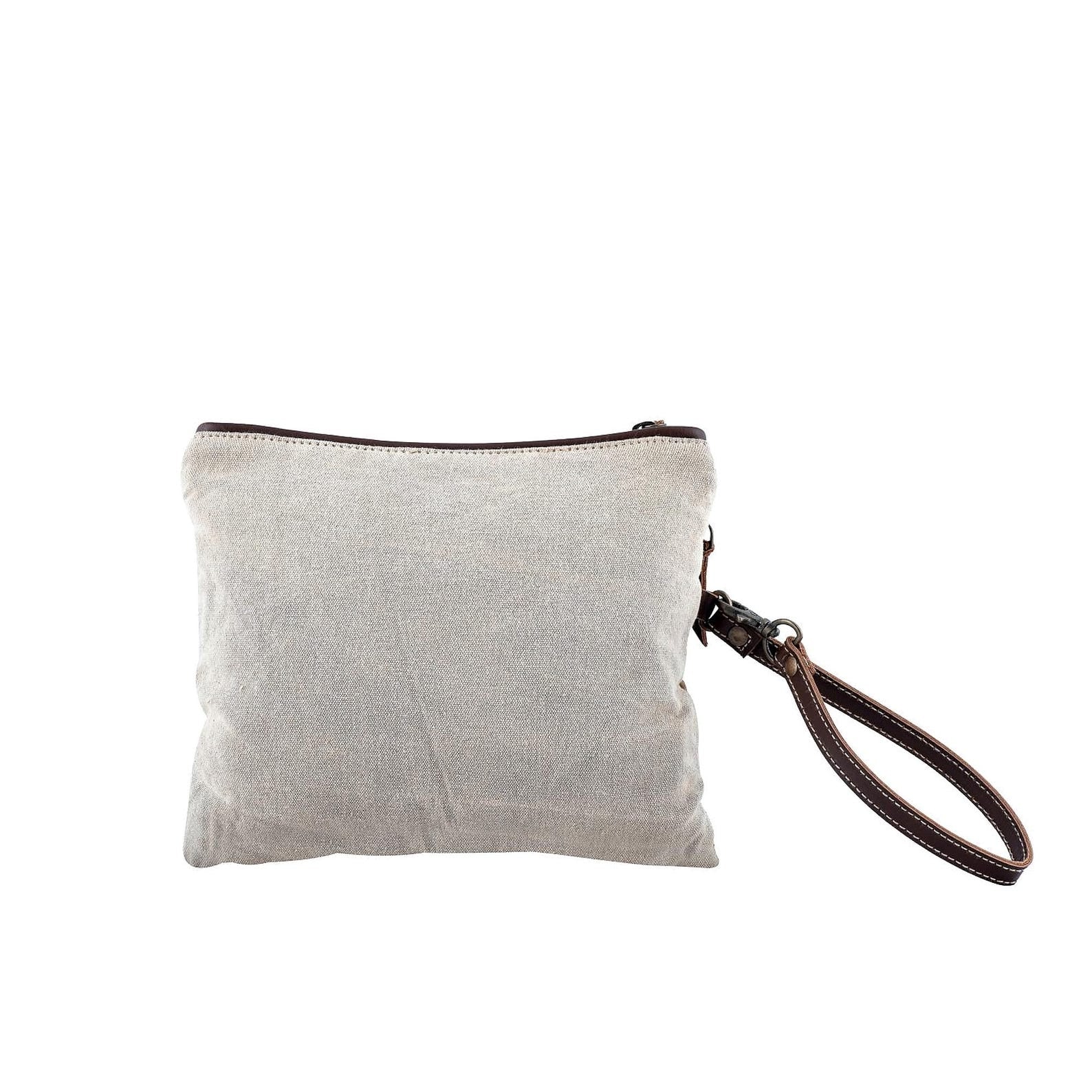 Canvas Leather Cowhide Clutch Bag