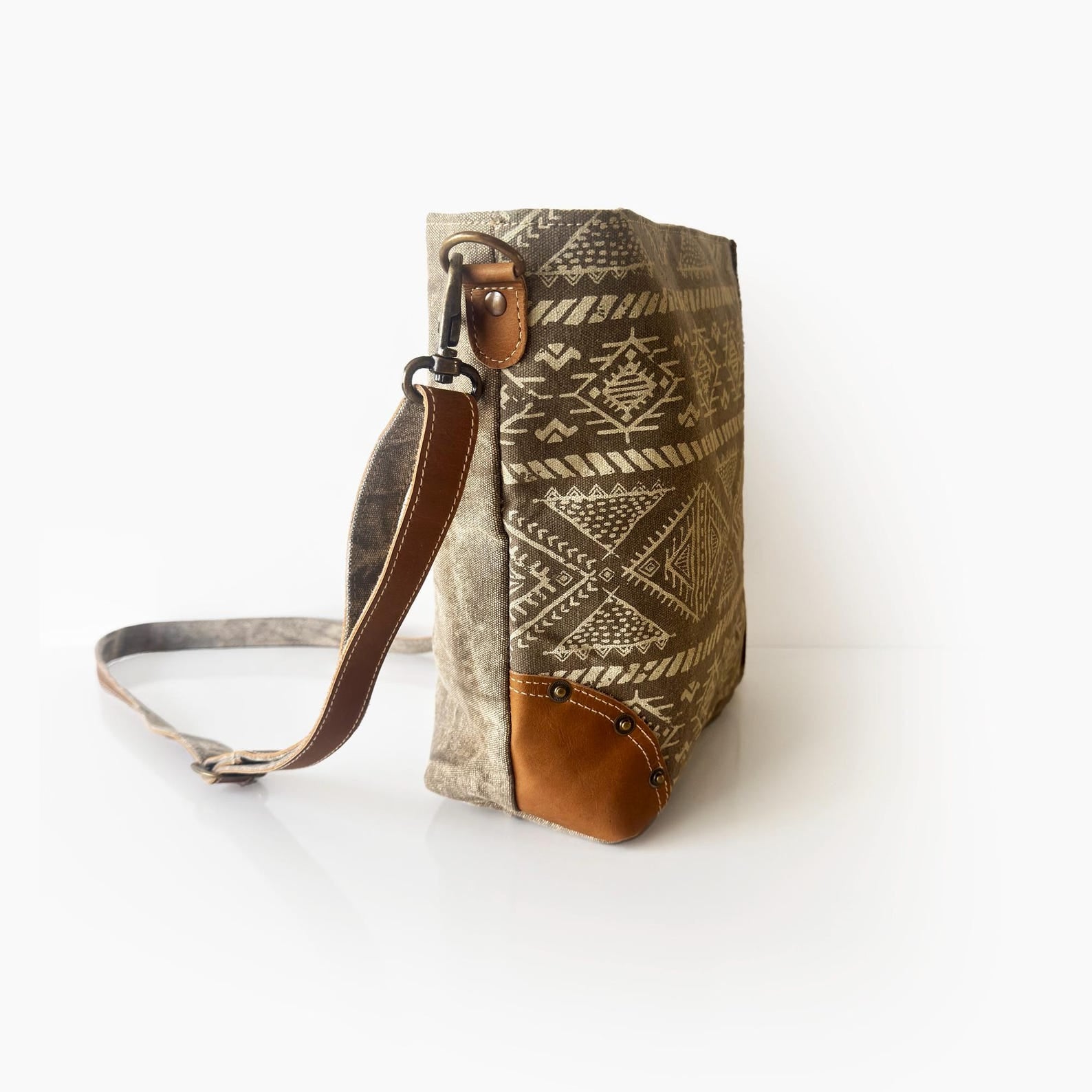 Handmade Rhombus Boho Canvas Crossbody Bag