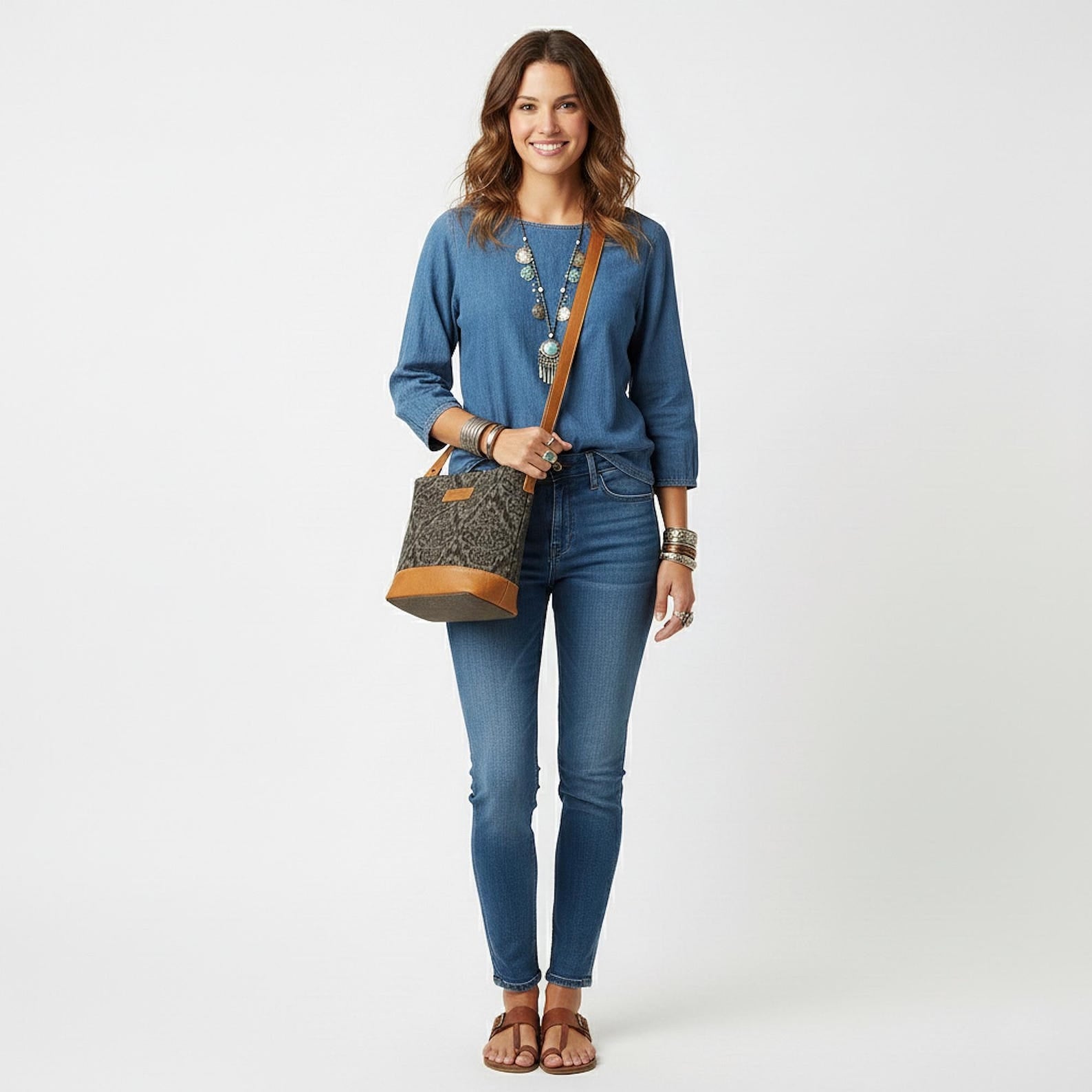 Small Boho Canvas Crossbody Bag