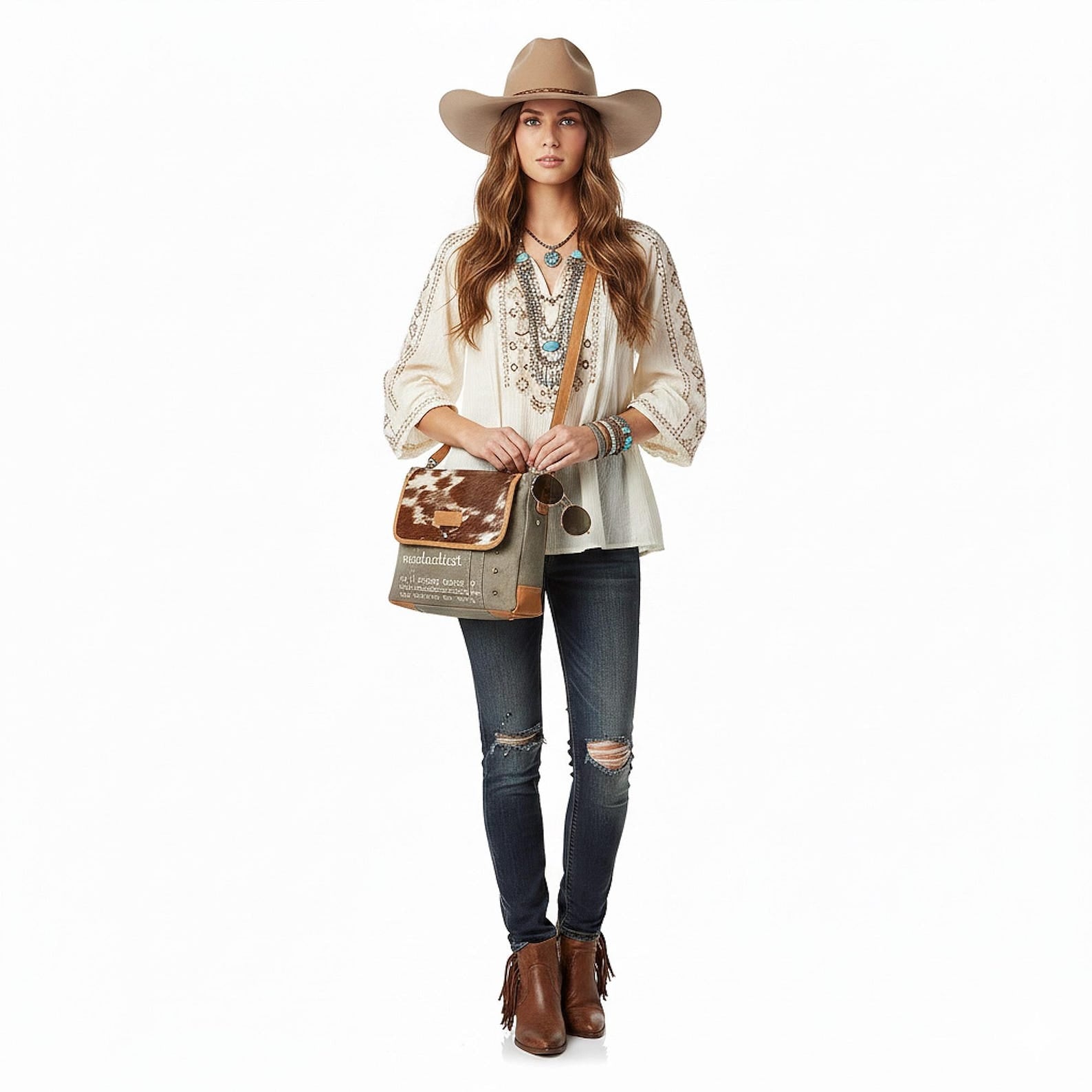 Wanderlust Crossbody Shoulder Bag with Leather Strap