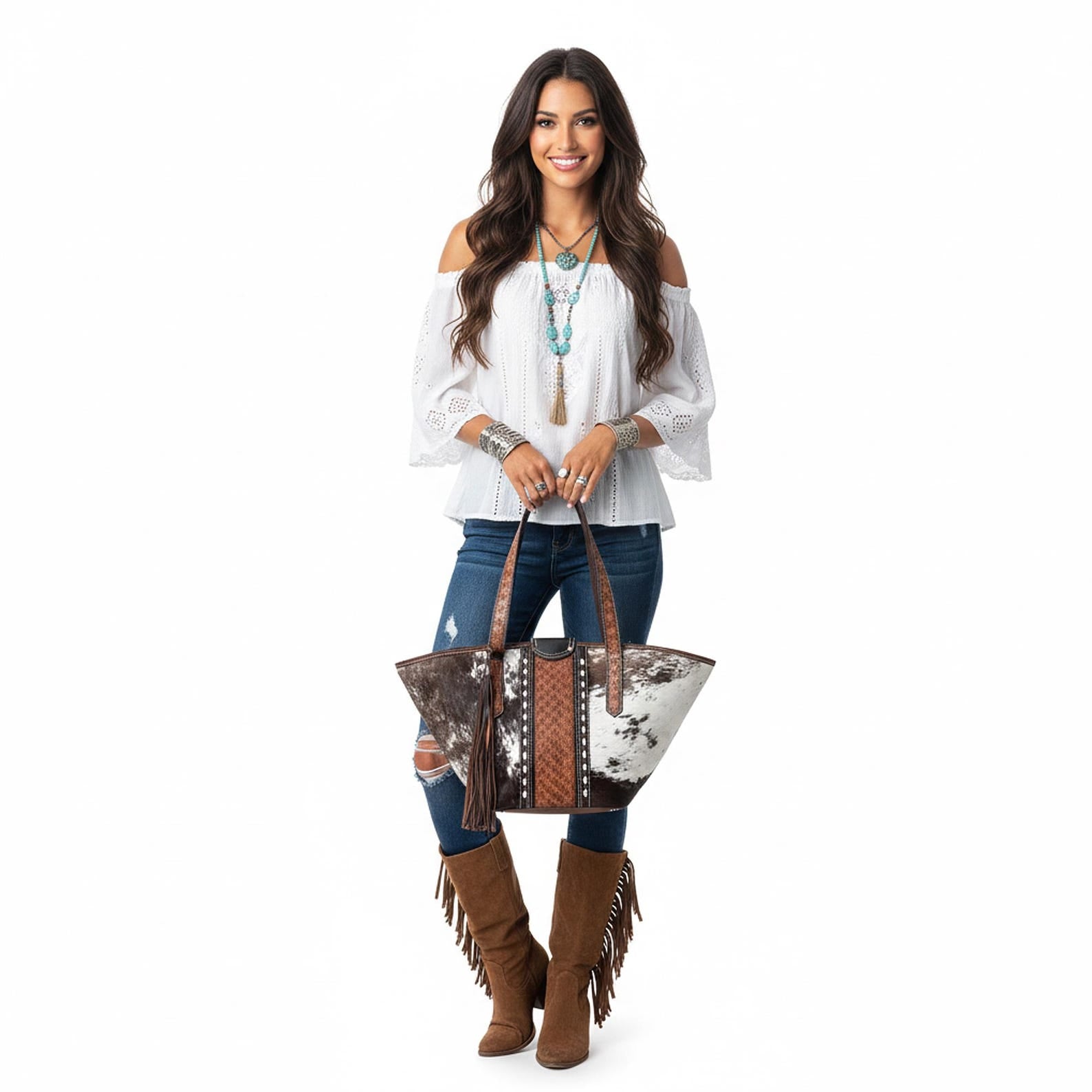Safari Elegance Leather Tote Bag