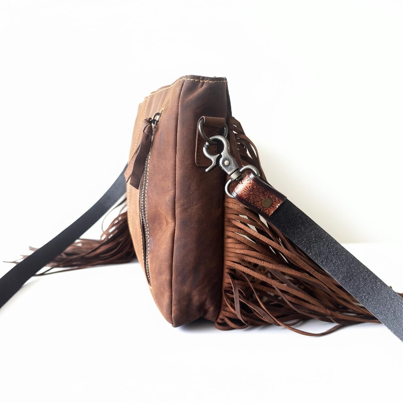Cowhide and Leather Crossbody Bag with Matching Wallet