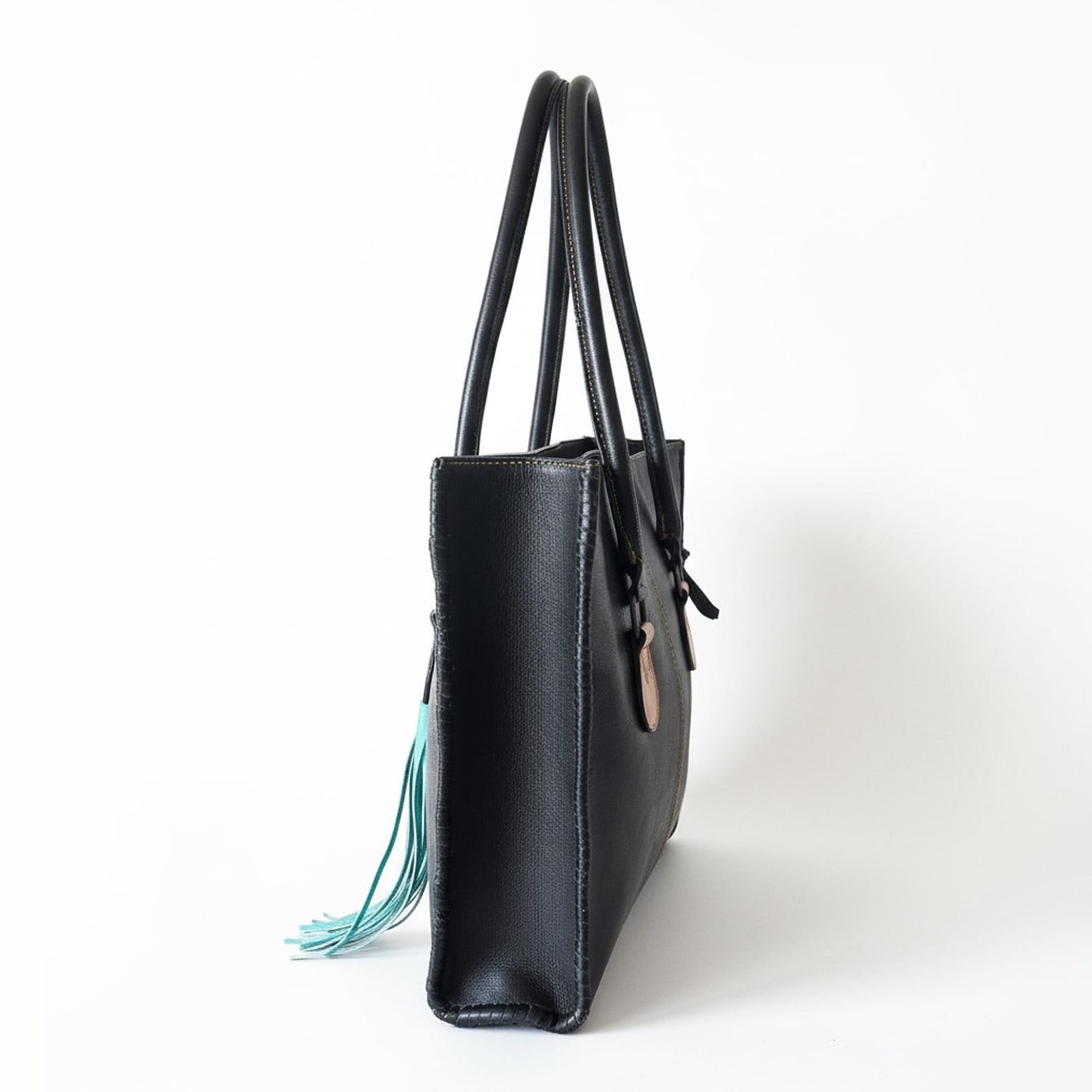 Unique Cowhide Tote Bag and Wallet with Butterfly Design Handmade Leather Set
