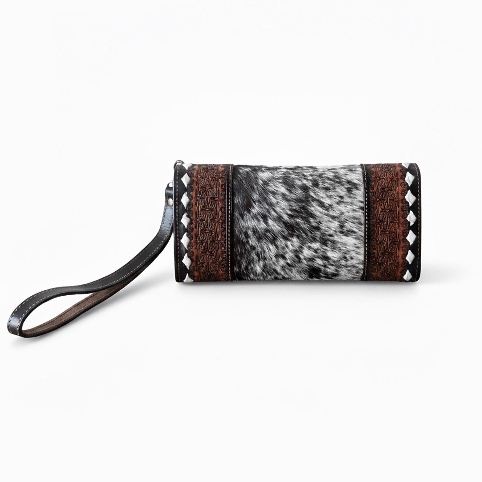 Tooled Leather Tote Bag with Matching Wallet - Western Style Set