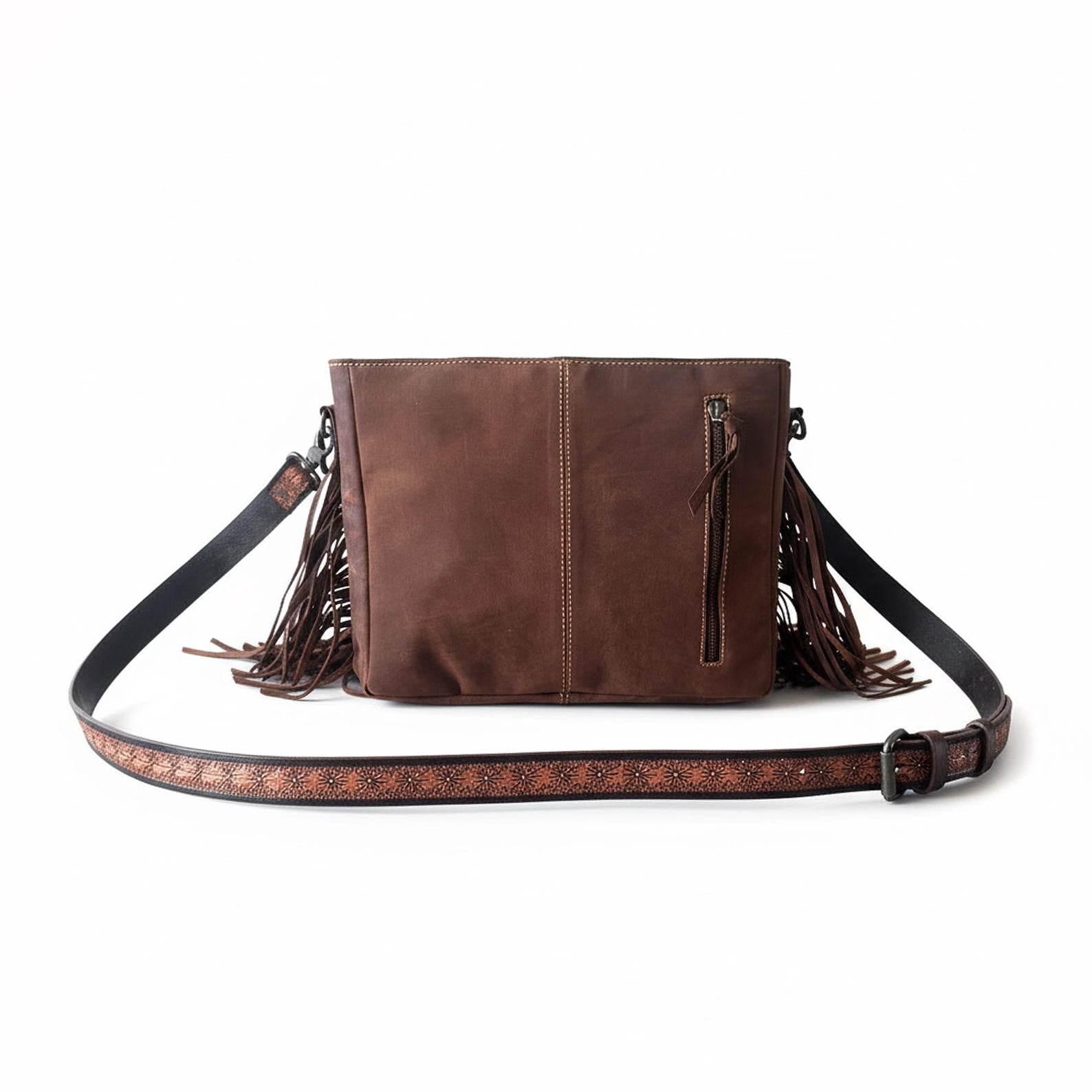 Cowhide and Leather Crossbody Bag with Matching Wallet