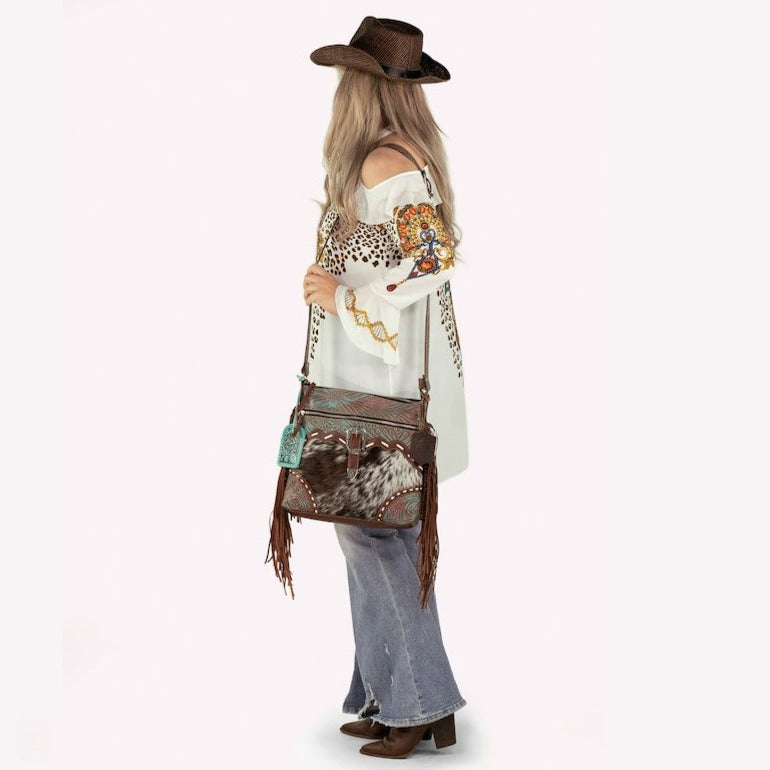 Western Boho Cowhide Crossbody Bag